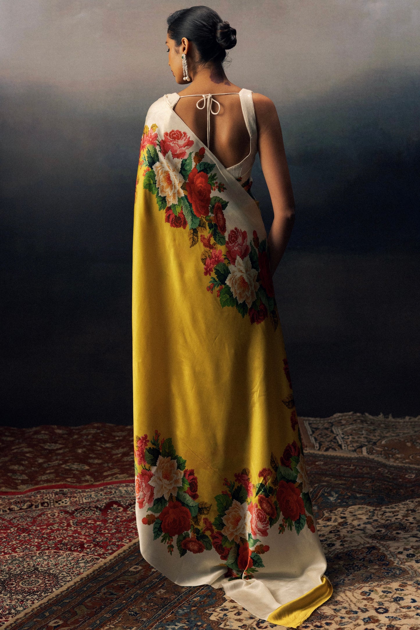 Urmila Canary Yellow Chiffon Saree