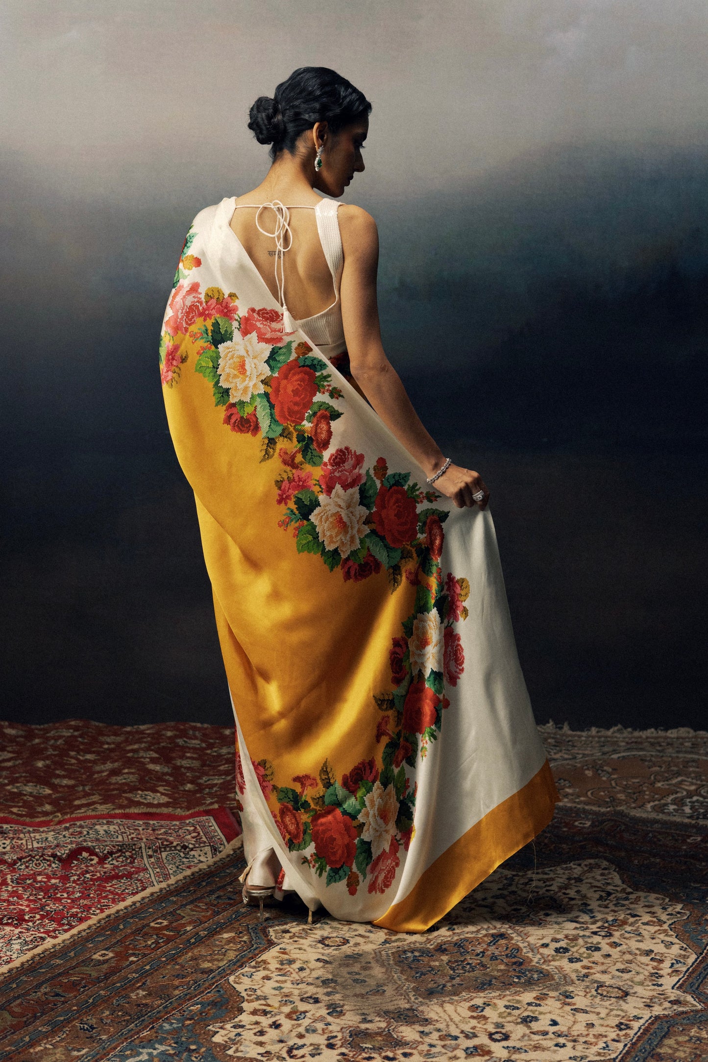 Urmila Tangerine Chiffon Saree