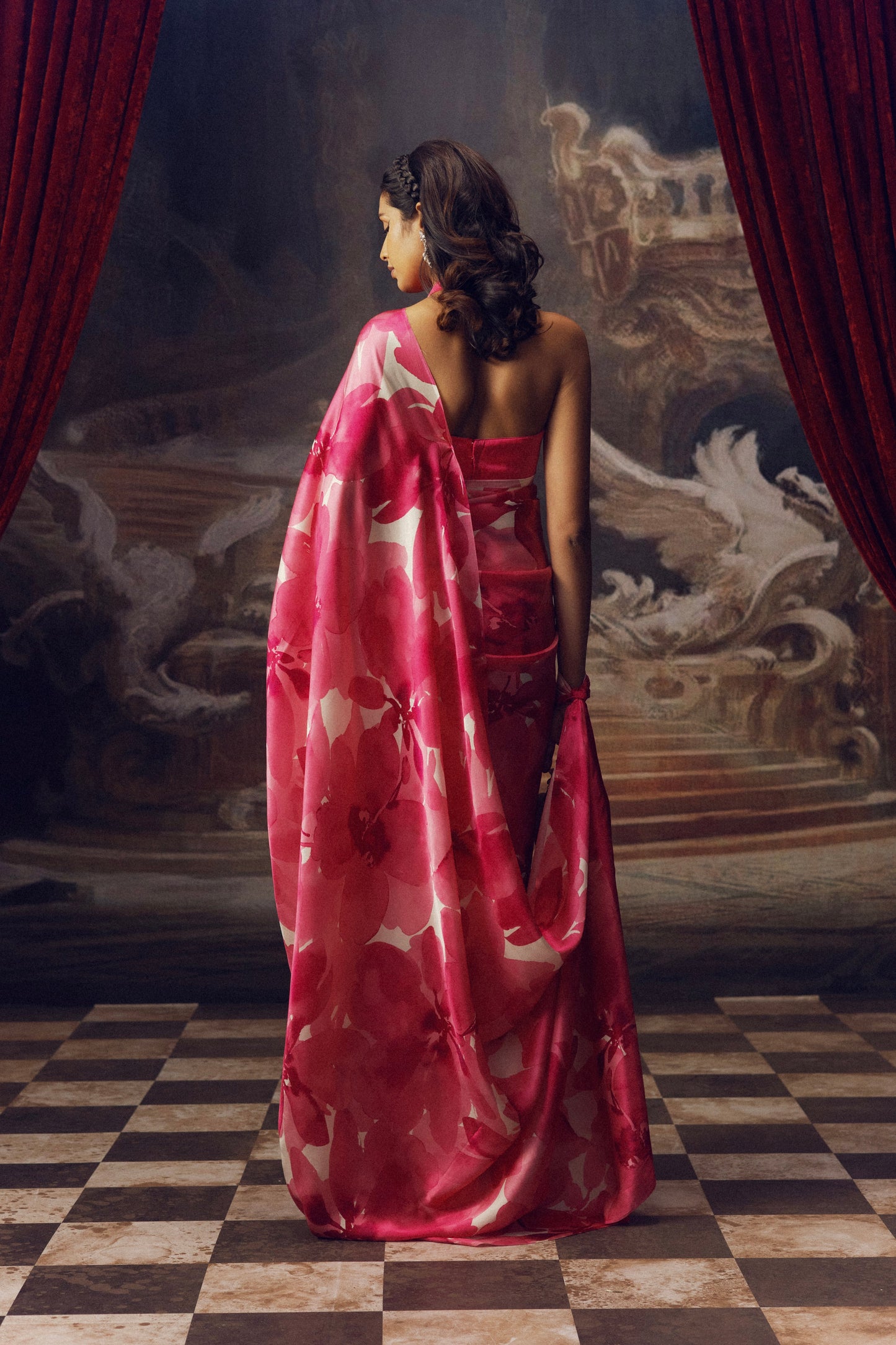 Lara Fuschia Georgette Saree