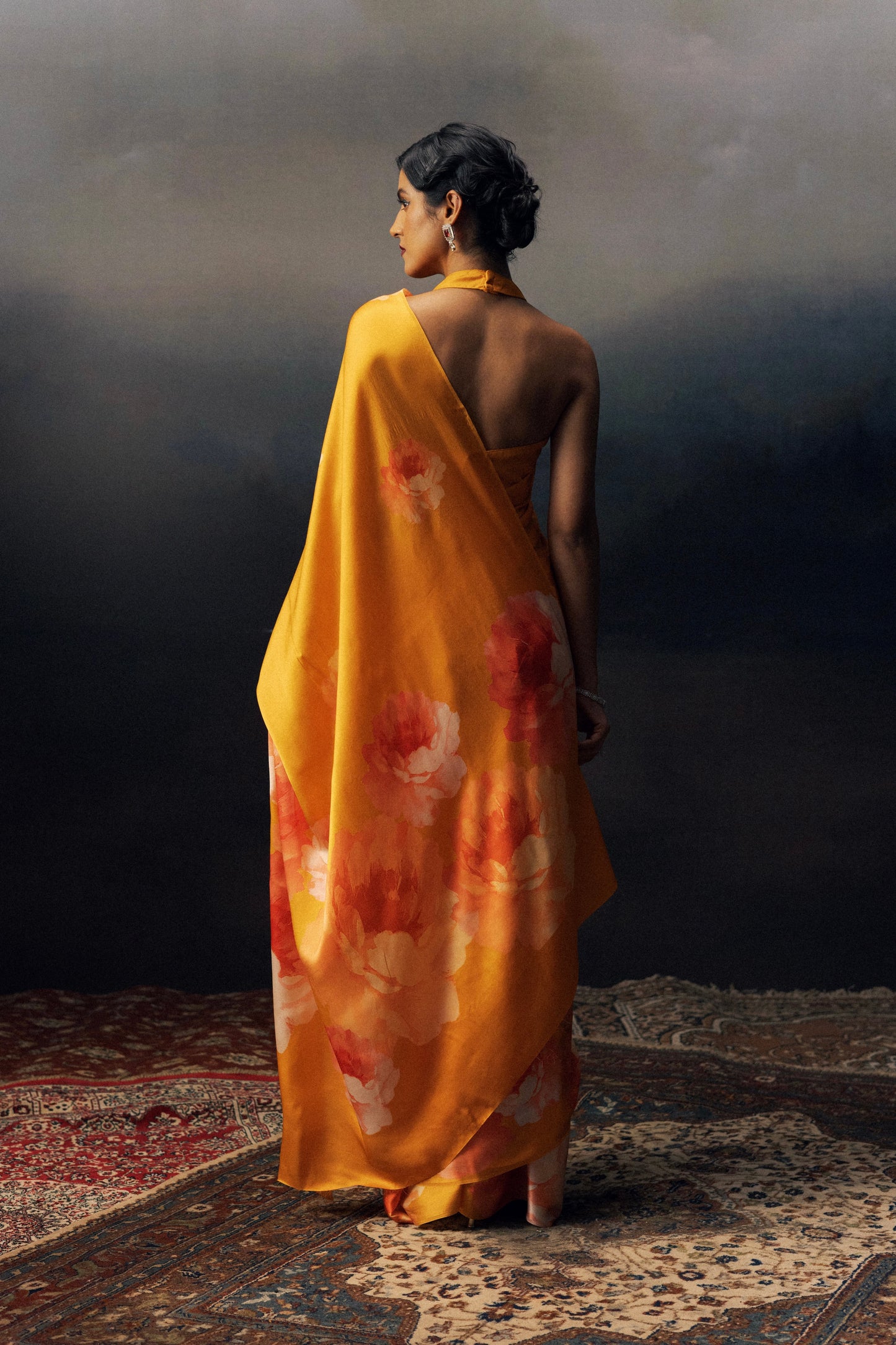 Roma Valencia Orange Georgette Saree
