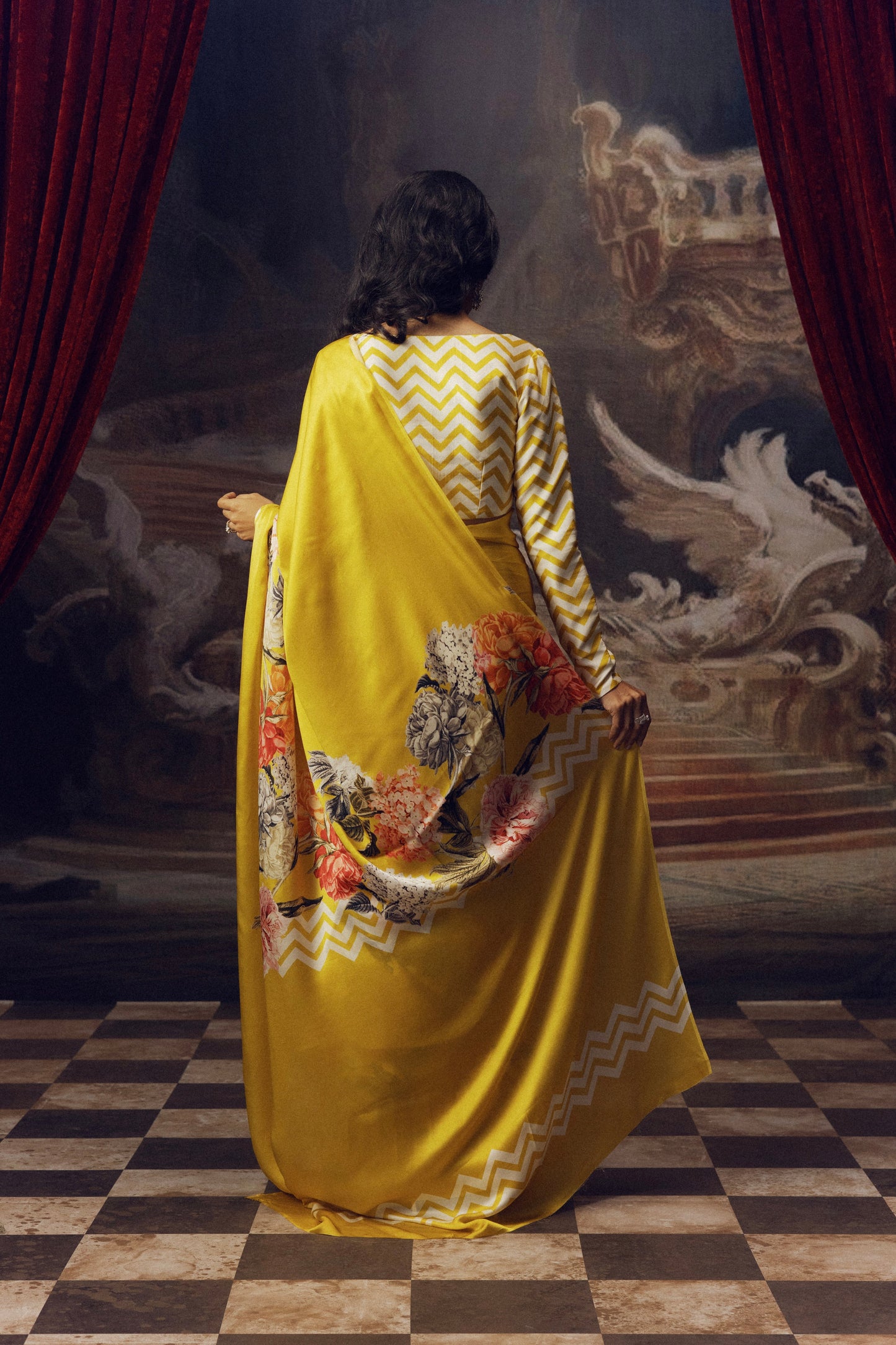 Rekha Canary Yellow Satin Silk Saree