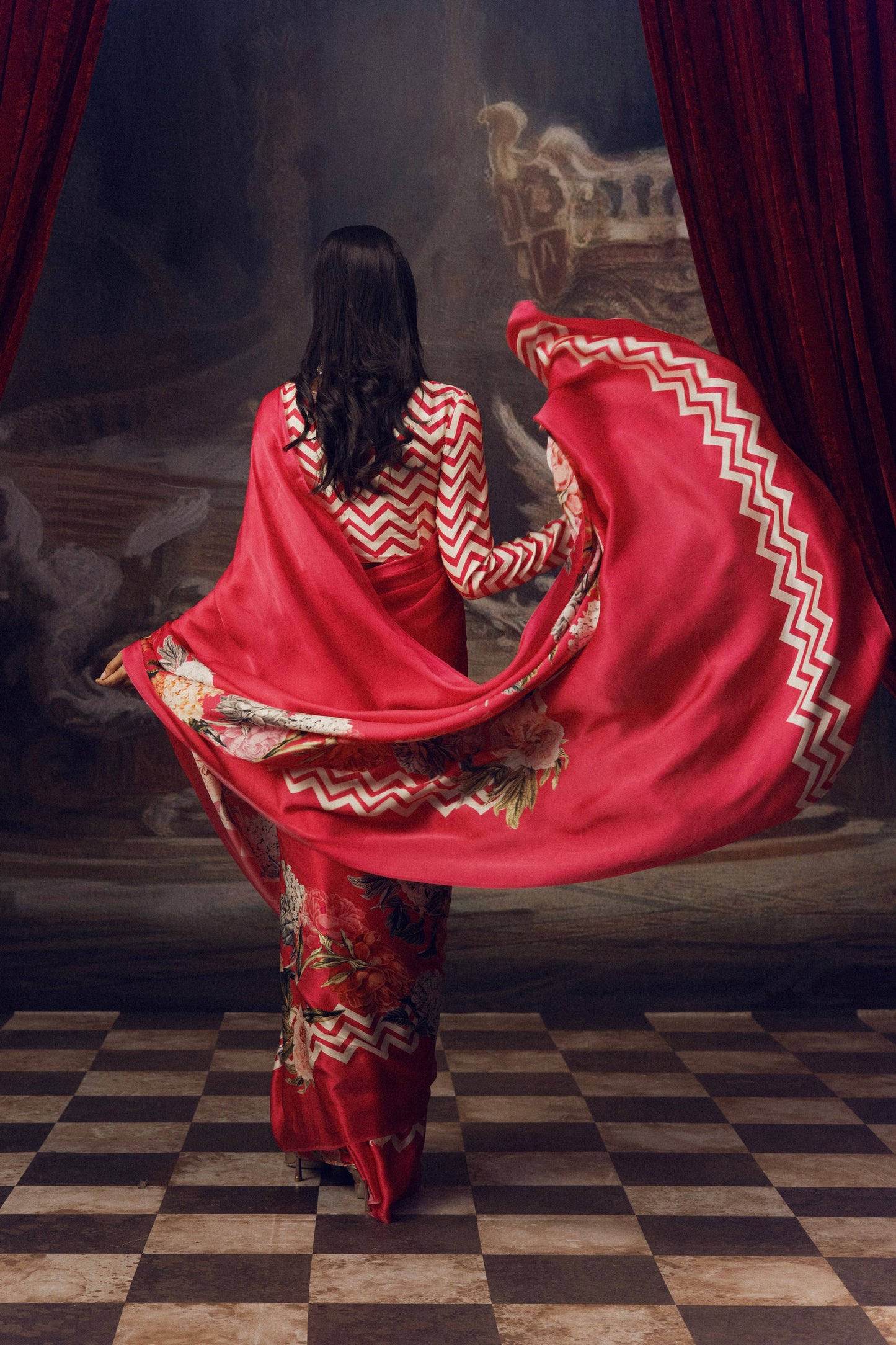 Rekha Rani Pink Satin Silk Saree