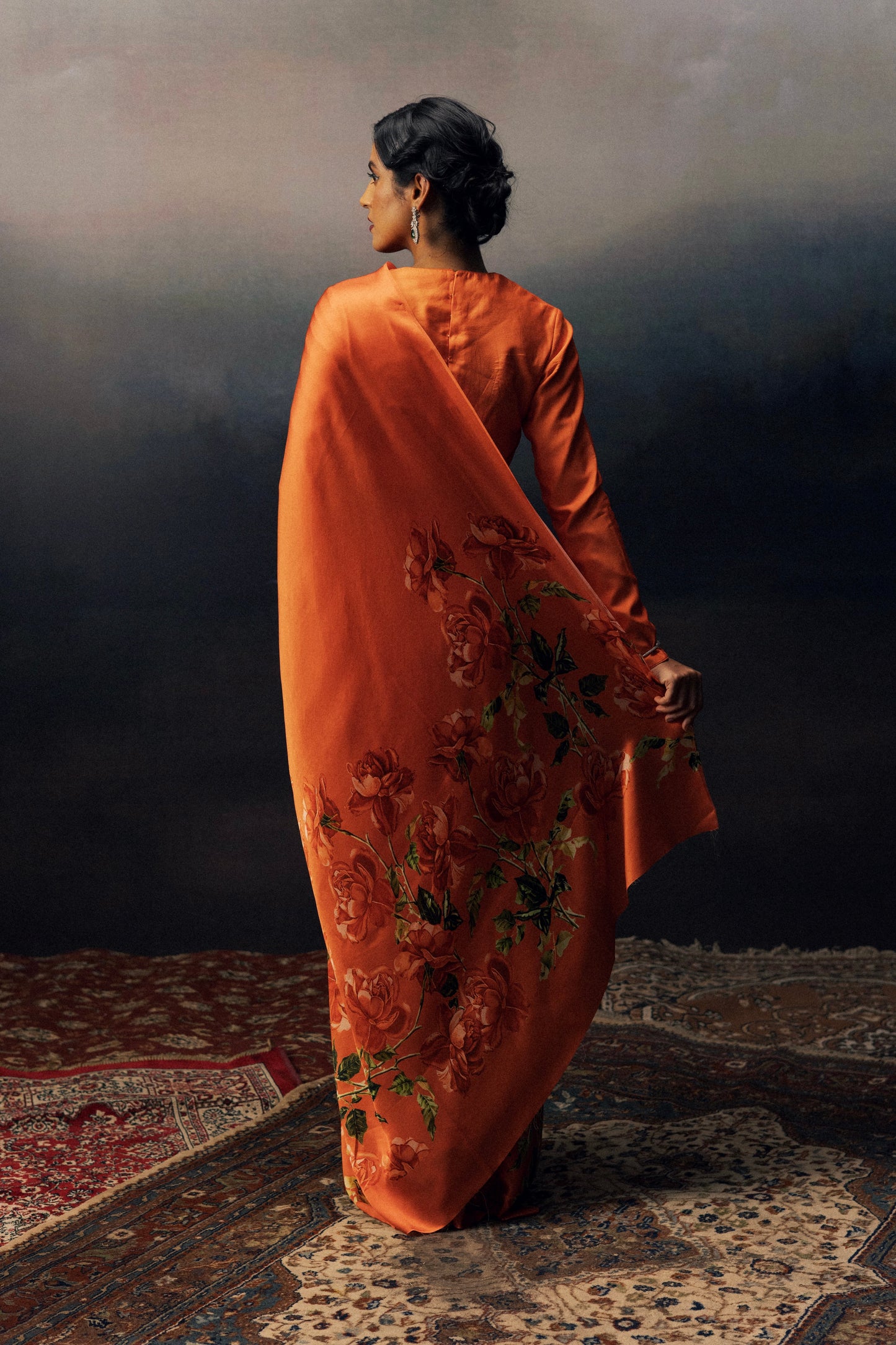 Mira Burnt Sienna Chiffon Saree