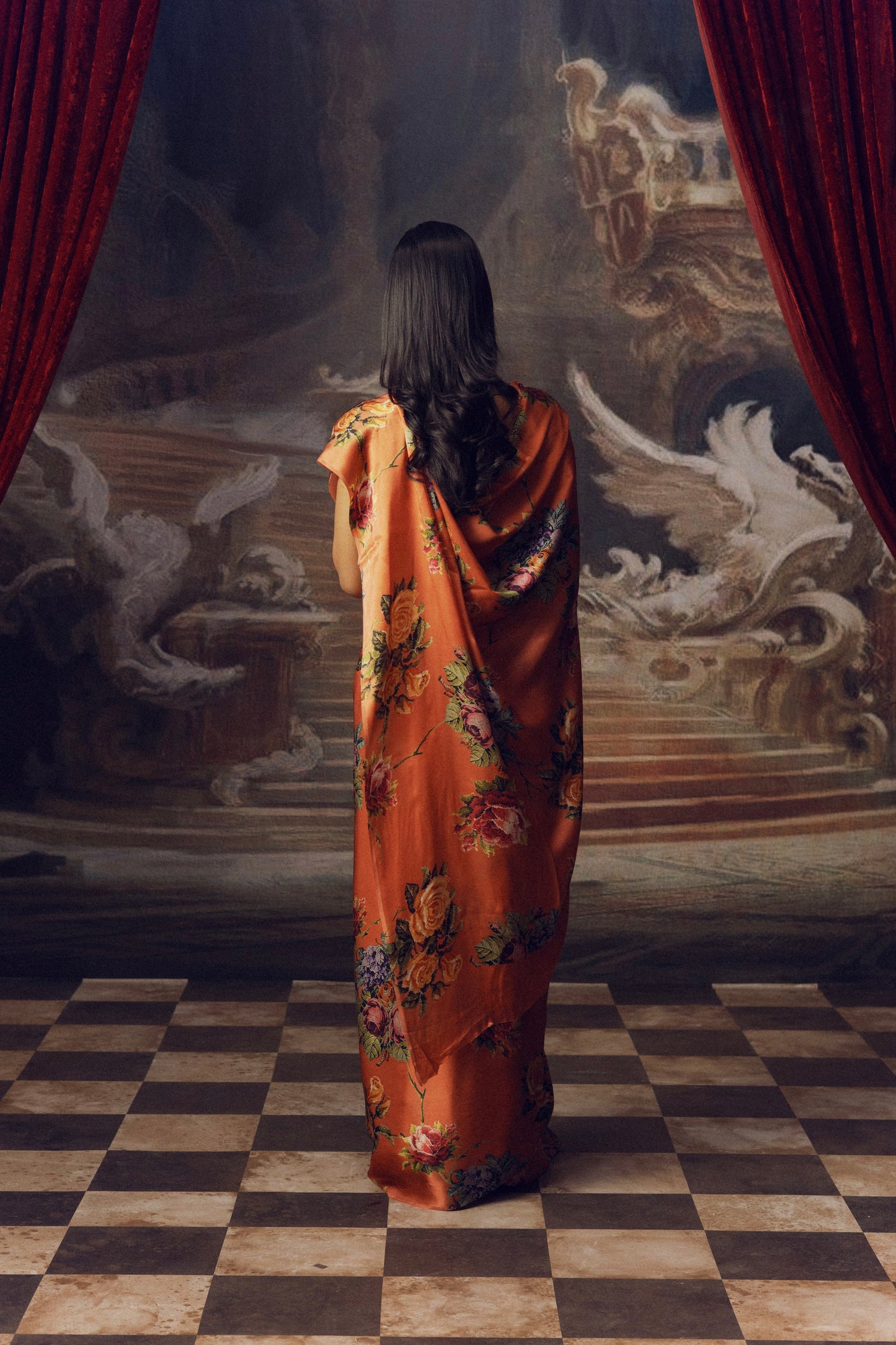 Mona Burnt Sienna Chiffon Saree