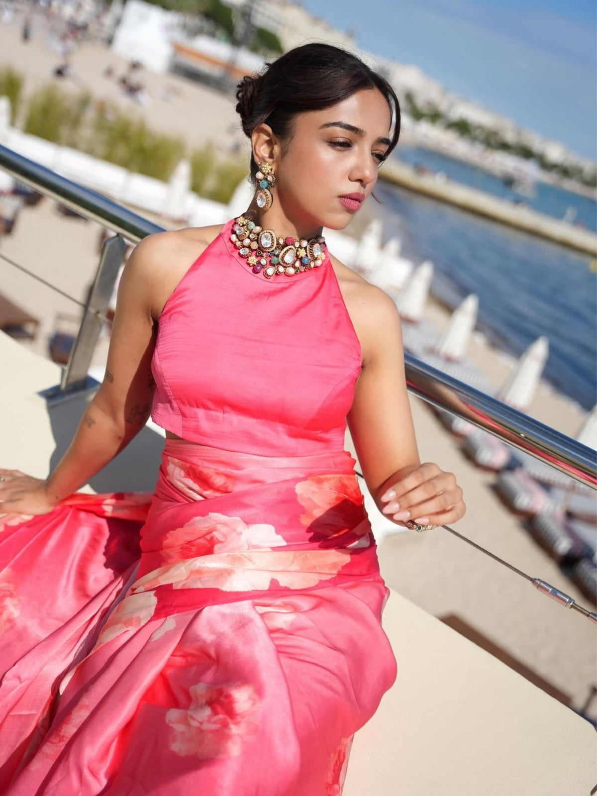 Ahsaas Channa in Studio 113 Roma Fuschia Satin Silk Saree