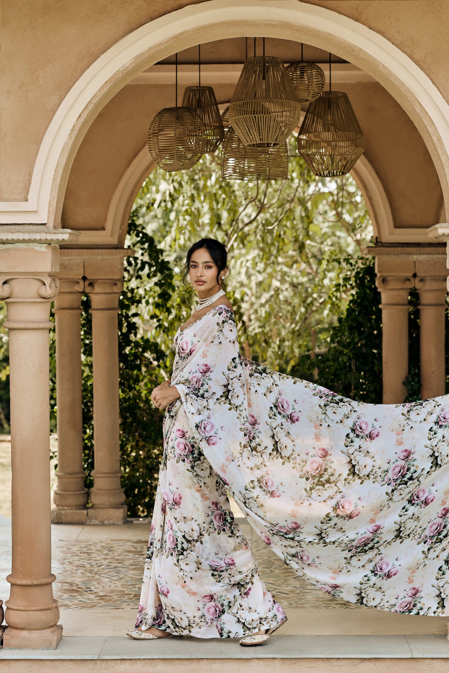 Layla White Saree - Studio 113 Indian designer saree for women