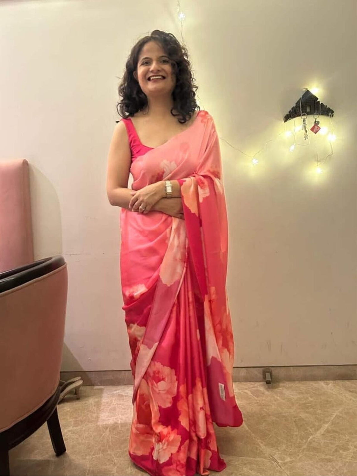 Sejal Shethia in Studio 113 Roma Fuschia Satin Silk Saree
