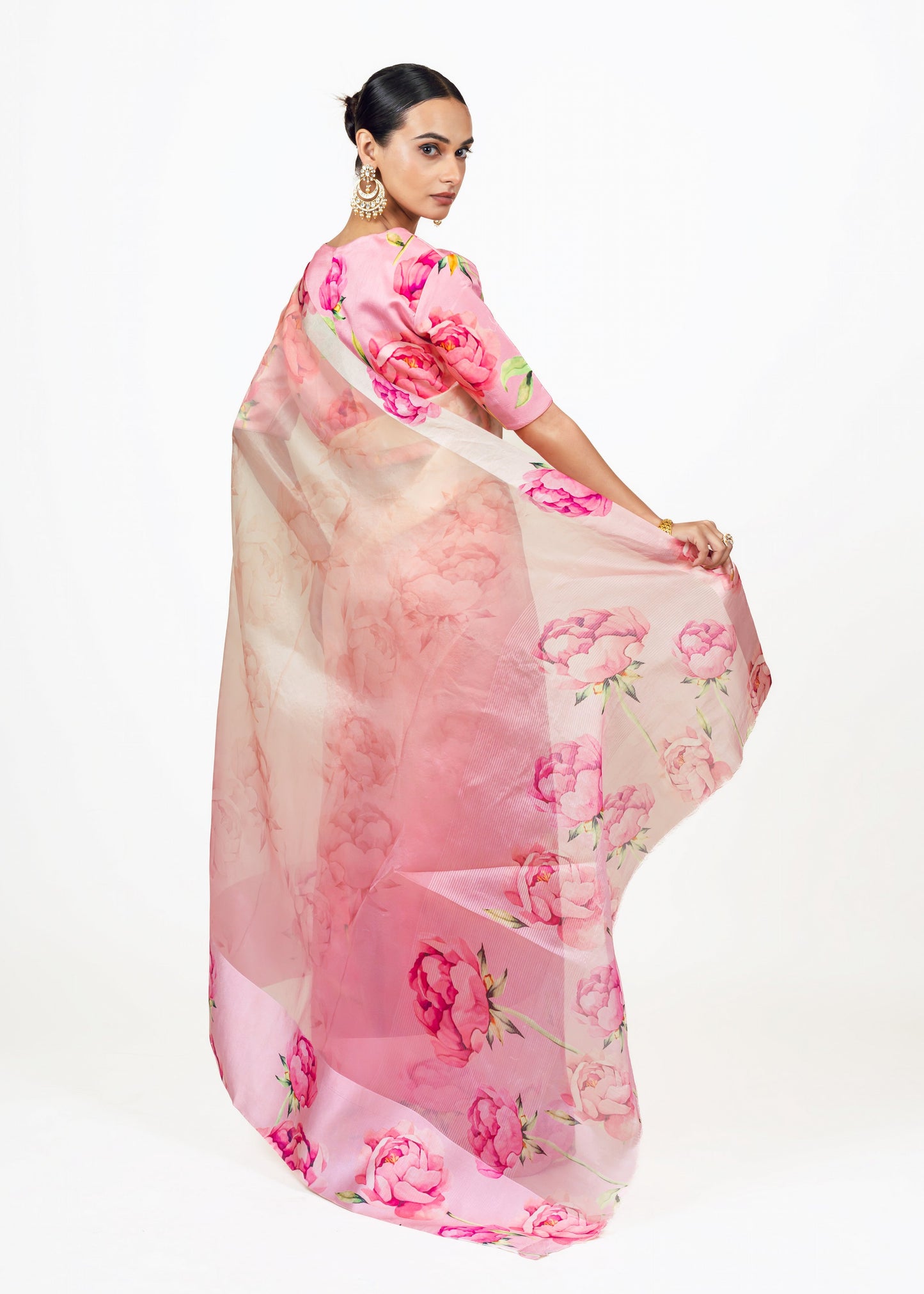 Monica Blossom pink Organza Saree - Studio 113 Indian designer saree for women