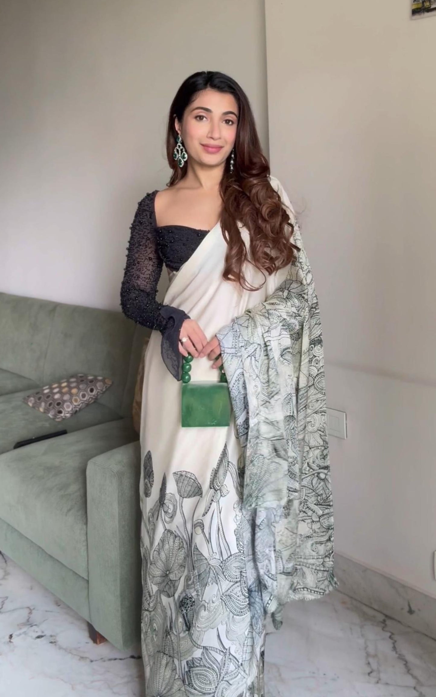 Maya White Satin Silk Saree