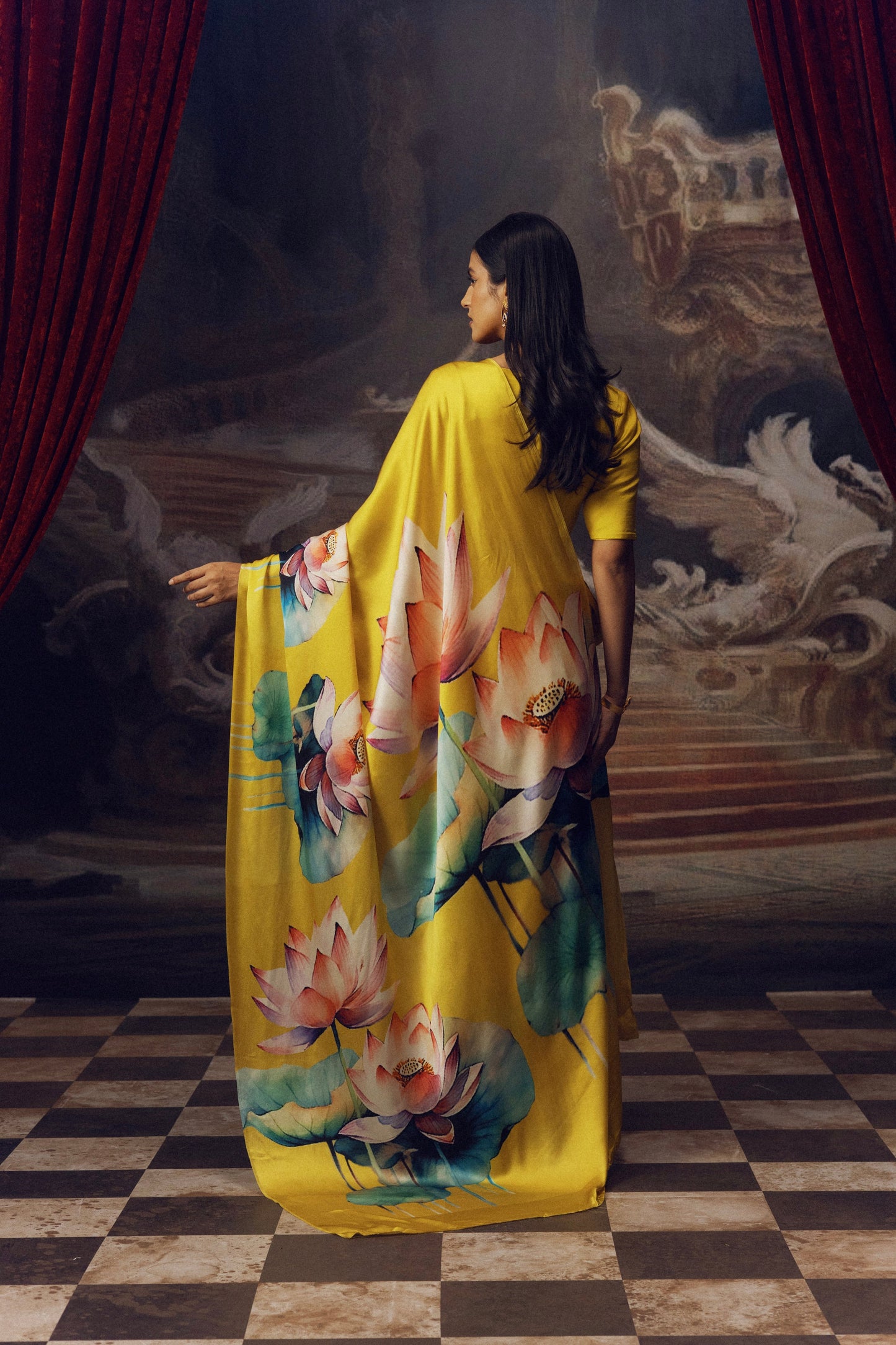 Anita Canary Yellow Chiffon Saree