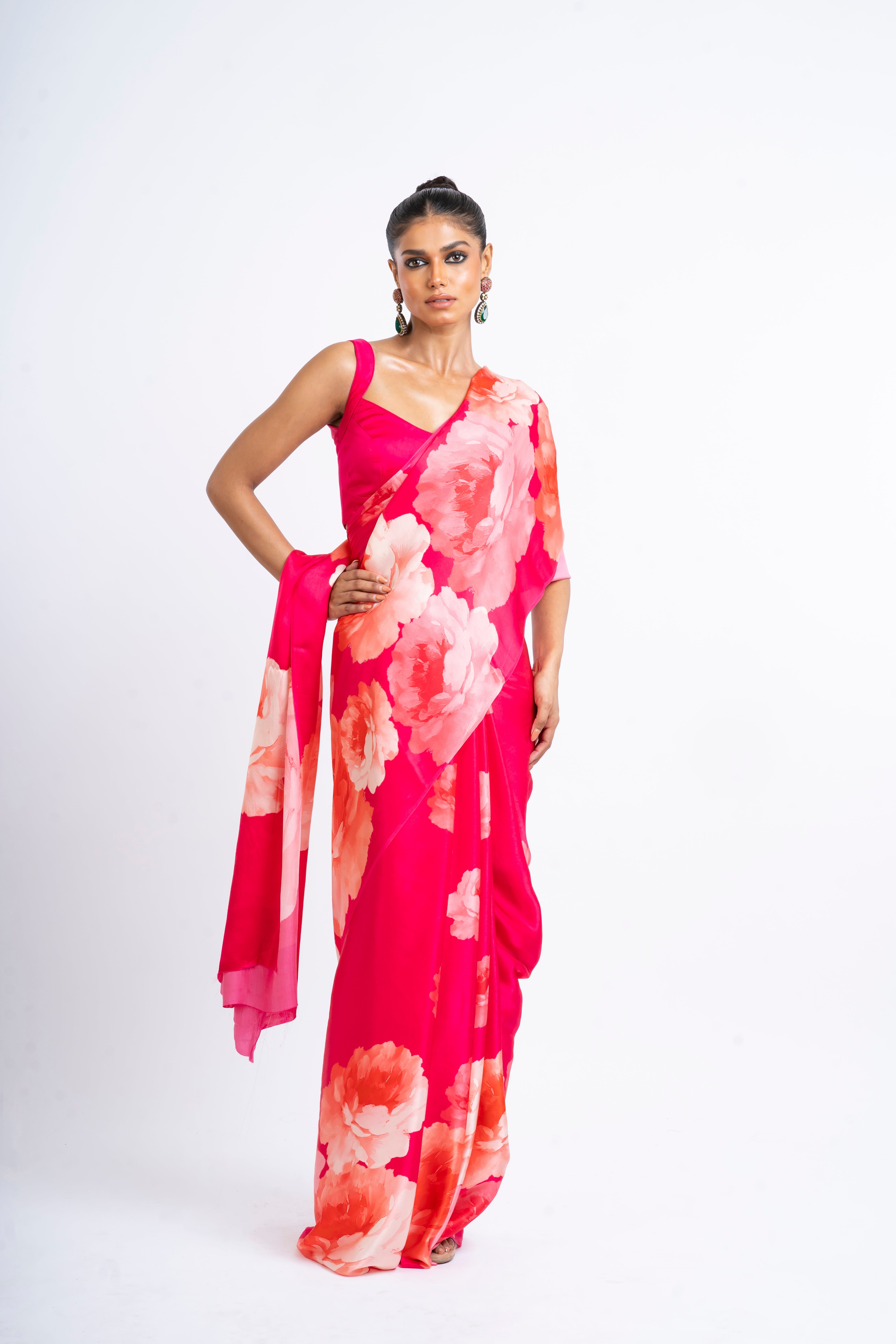 Roma Rani Buy Roma Rani Pink Floral Print Silk Saree Online | Studio 113
