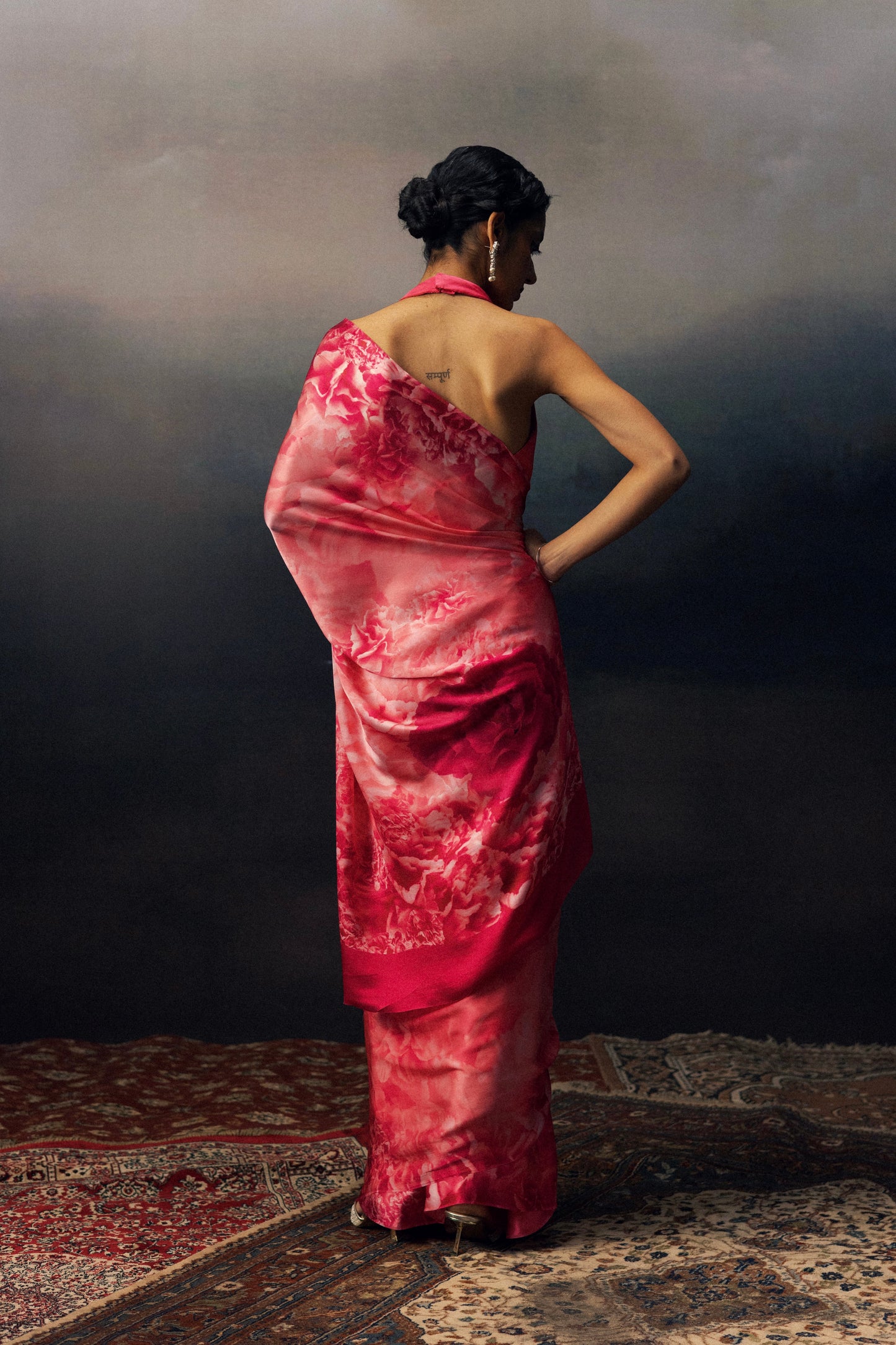 Mala Fuschia Chiffon Saree