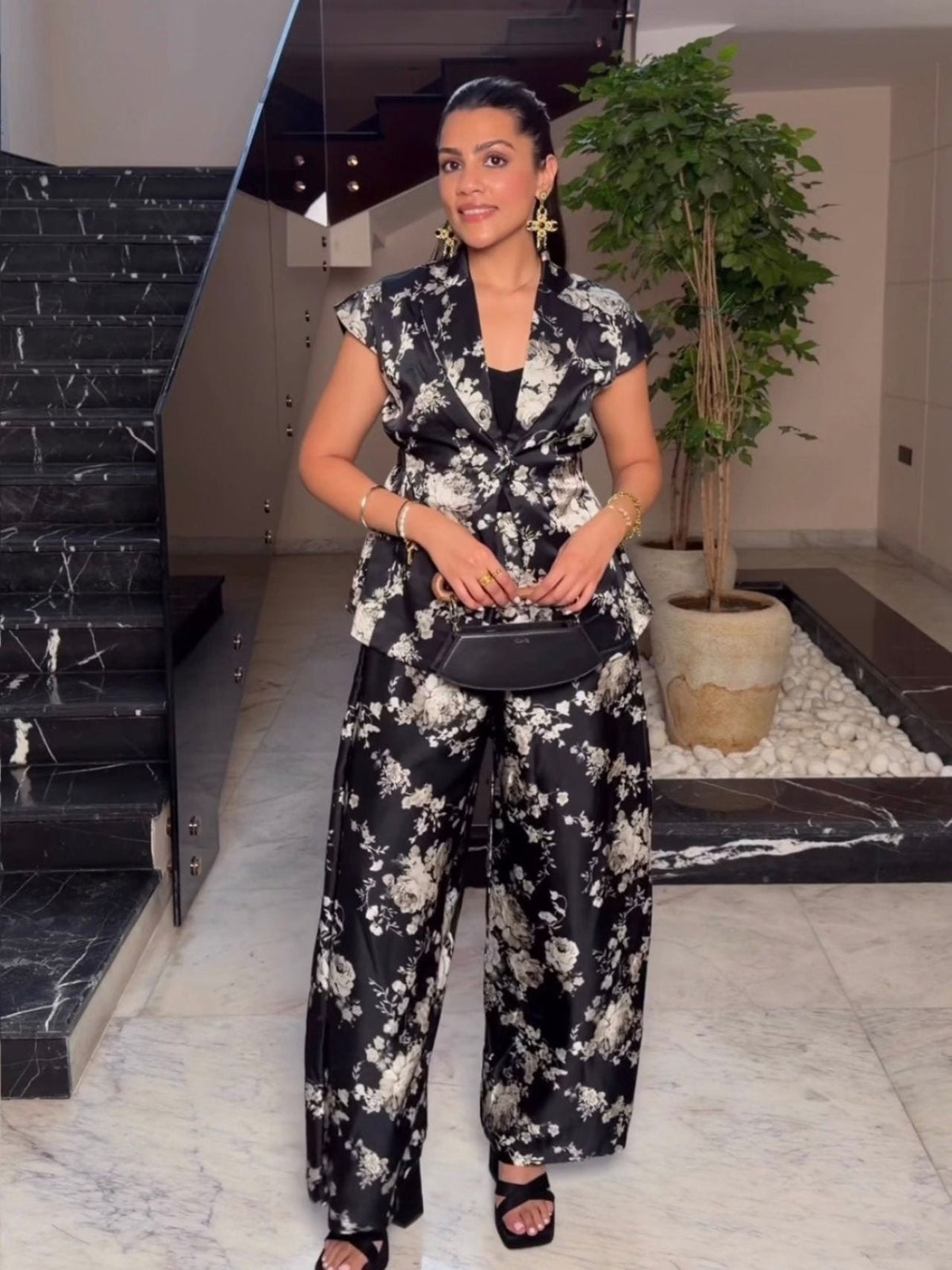 Yukta Sethi in Studio 113 Tara Black Cinched Blazer Set
