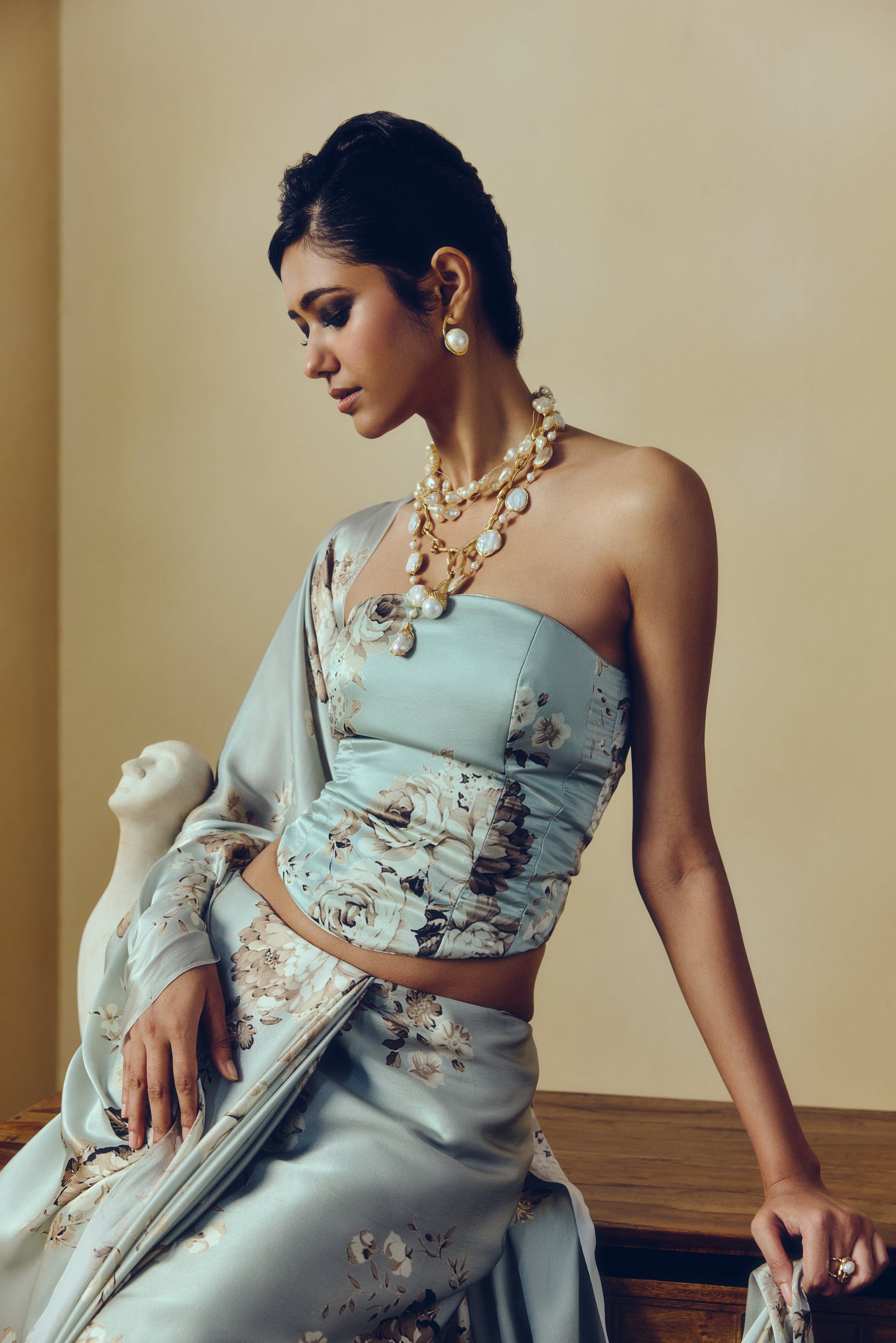 The Tara Corset in Pearl Blue - Studio 113 Indian designer saree for women