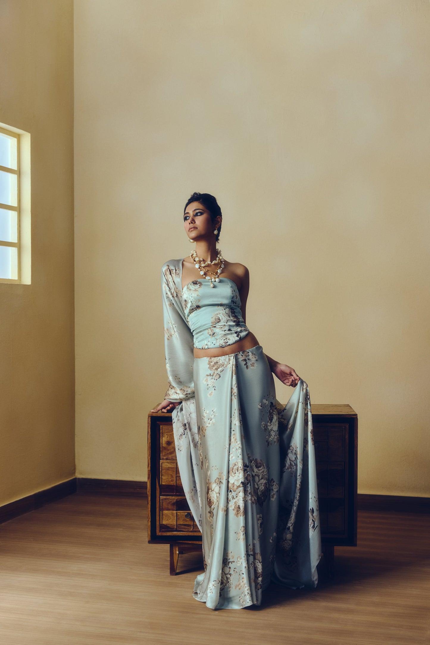 The Tara Corset in Pearl Blue - Studio 113 Indian designer saree for women