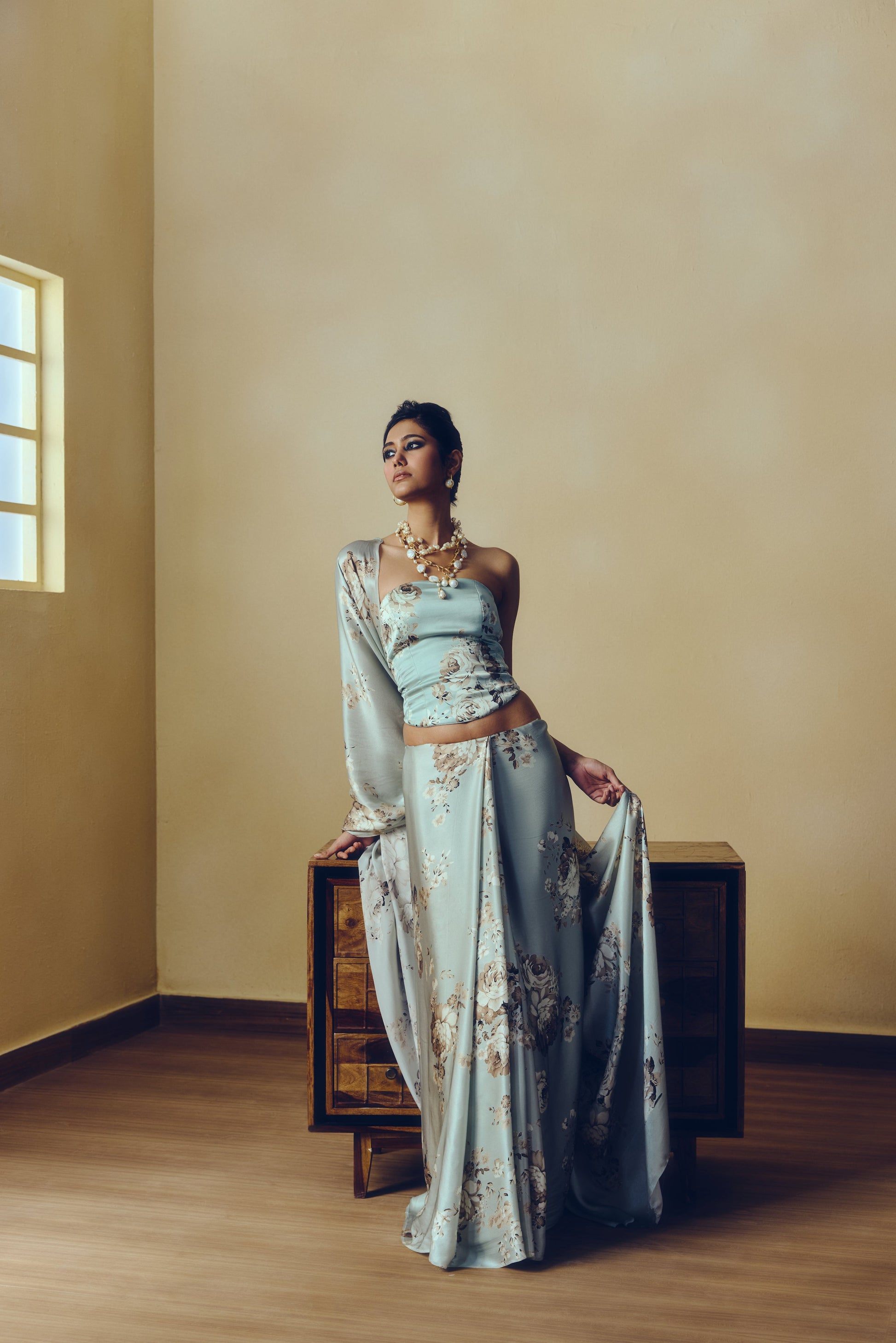 The Tara Corset in Pearl Blue - Studio 113 Indian designer saree for women