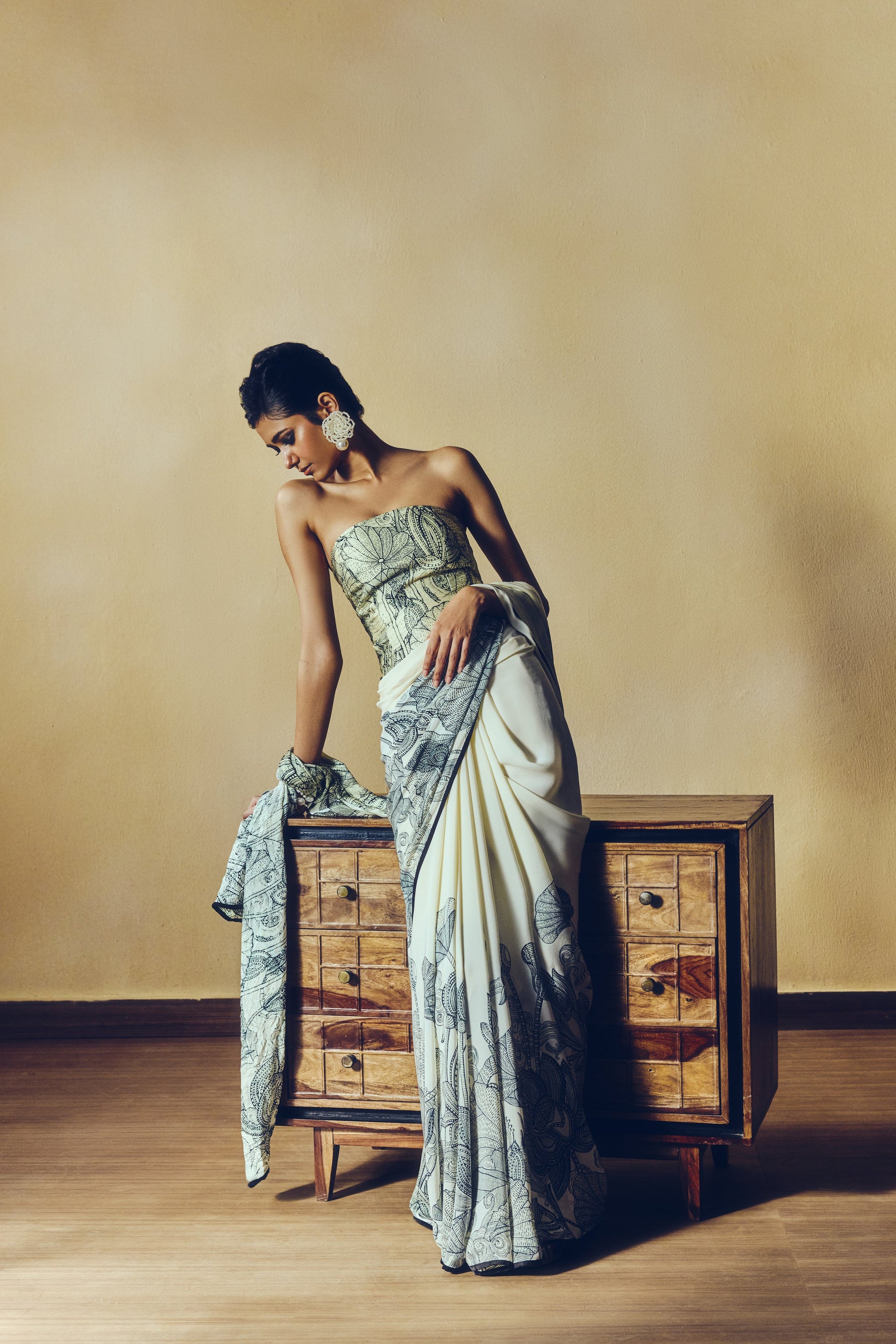 The Maya Corset in White - Studio 113 Indian designer saree for women