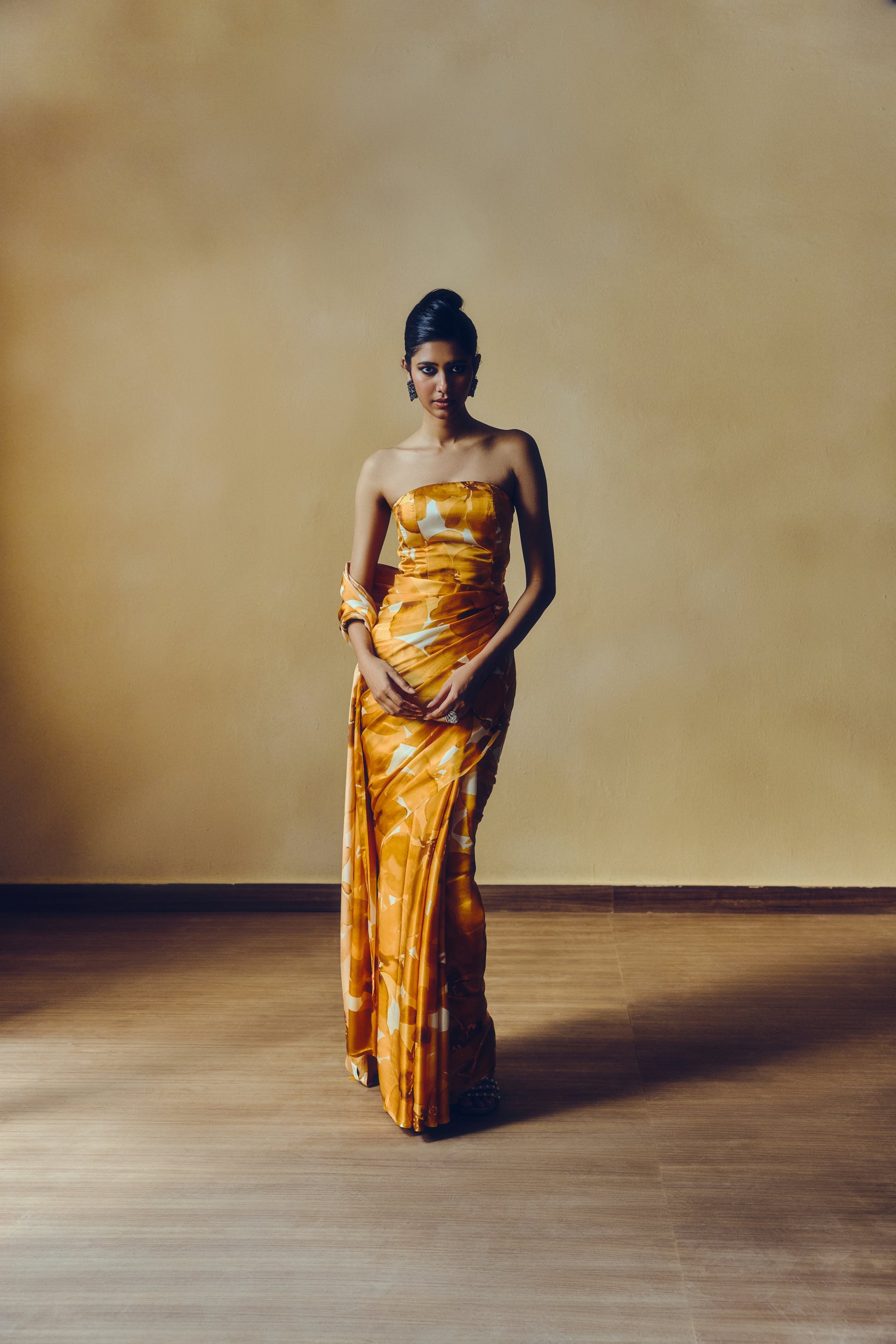 The Lara Corset in Tangerine - Studio 113 Indian designer saree for women