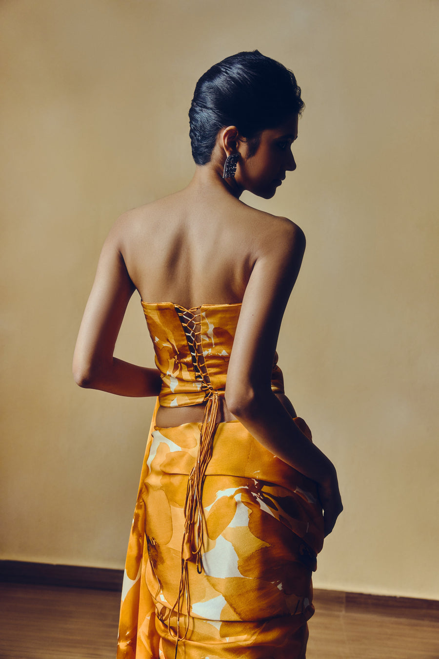 The Lara Corset in Tangerine - Studio 113 Indian designer saree for women