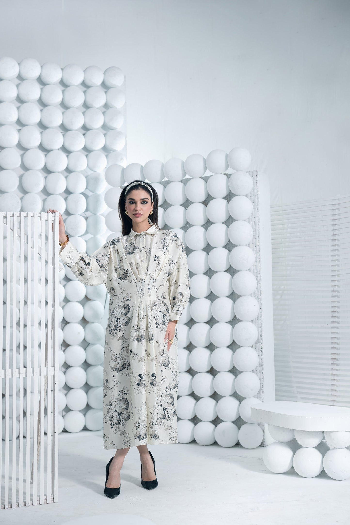 Tara White Cinched Midi Dress