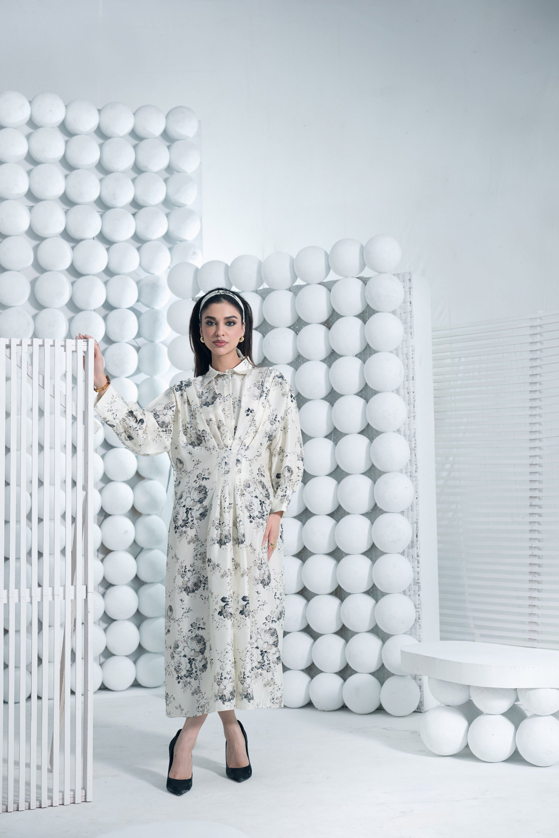 Tara White Cinched Midi Dress