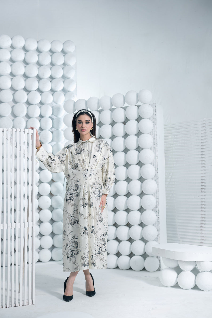 Tara White Cinched Midi Dress