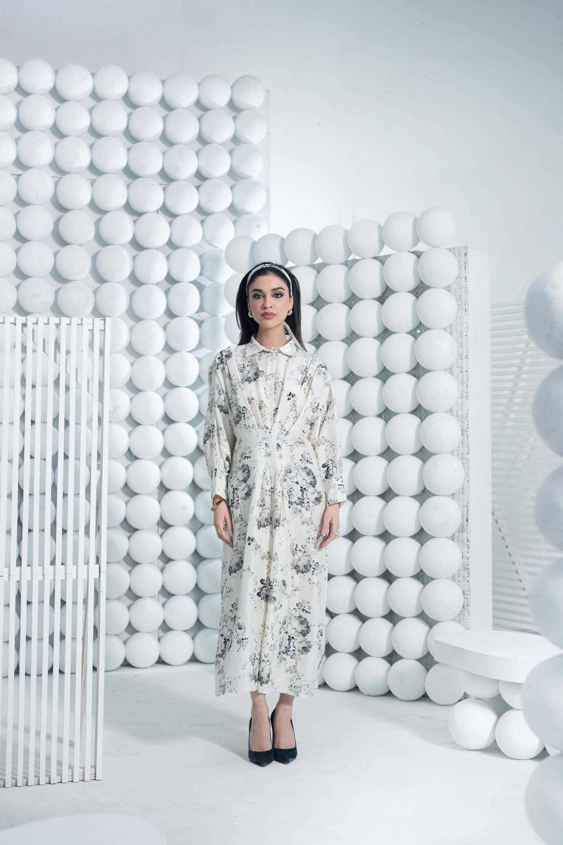 Tara White Cinched Midi Dress