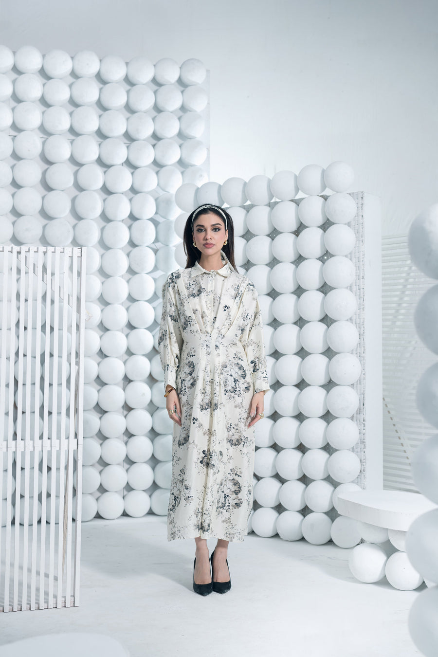 Tara White Cinched Midi Dress