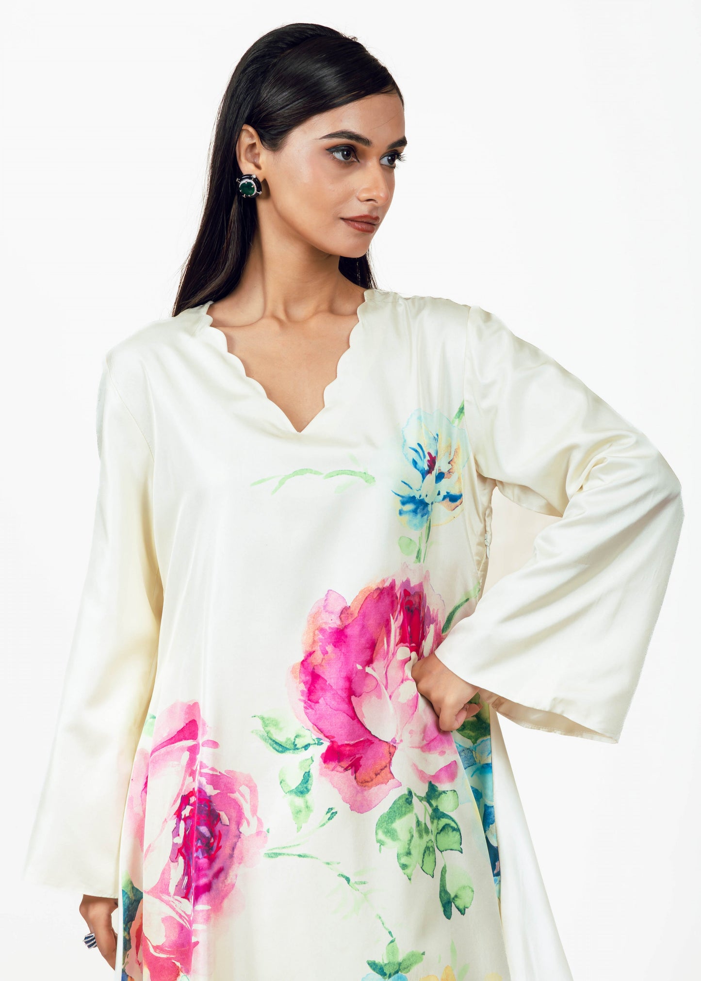 Shyla White Short Kurta Co-ord Set