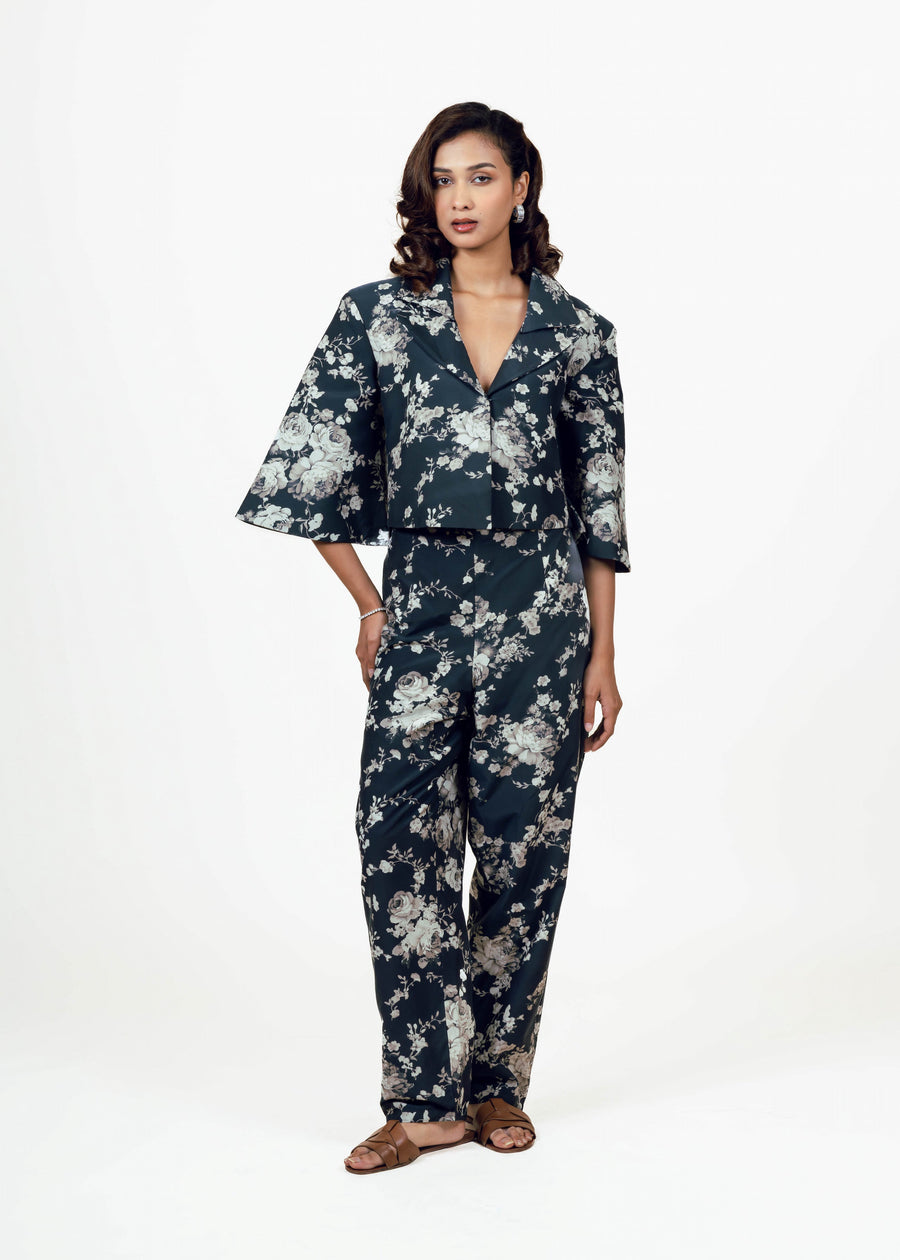 Tara Black Cropped Blazer Set