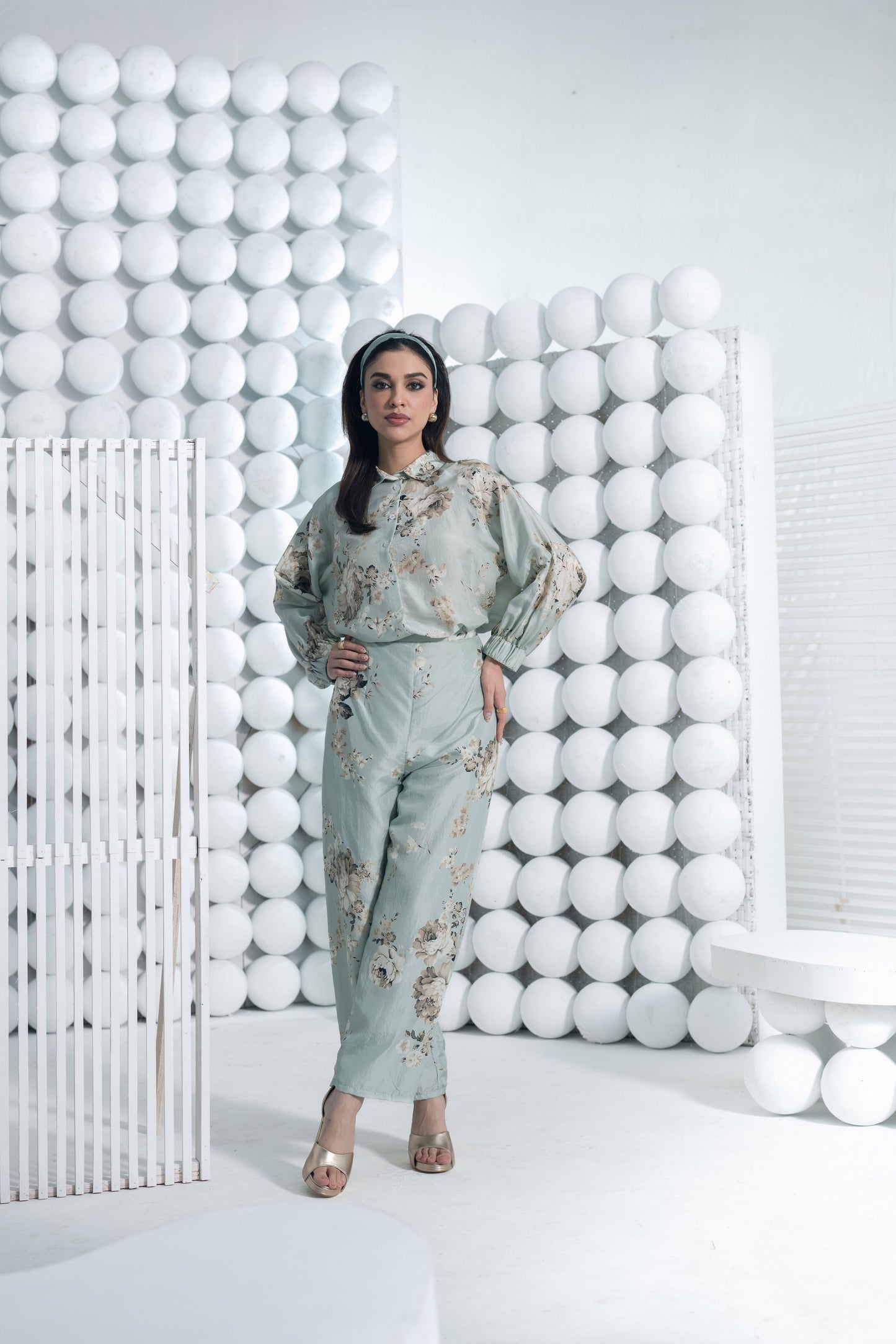 Tara Pearl Blue Shirt and Palazzo Set