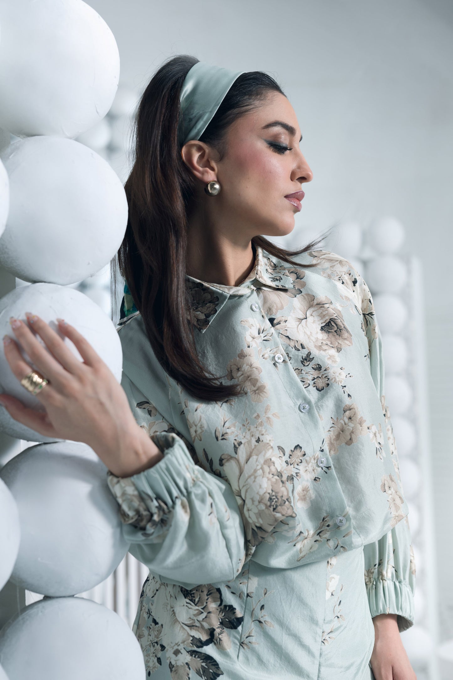 Tara Pearl Blue Shirt and Palazzo Set