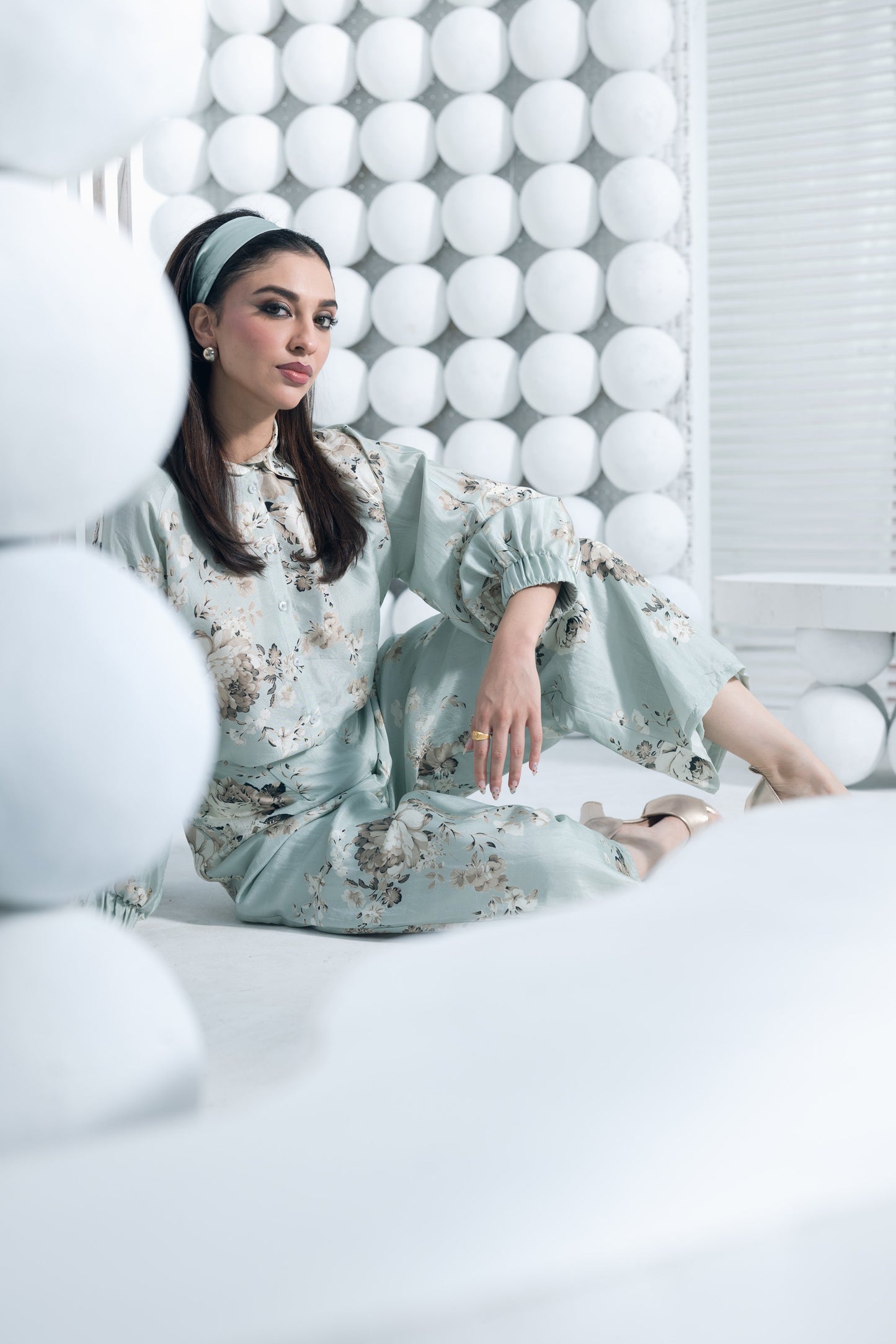Tara Pearl Blue Shirt and Palazzo Set