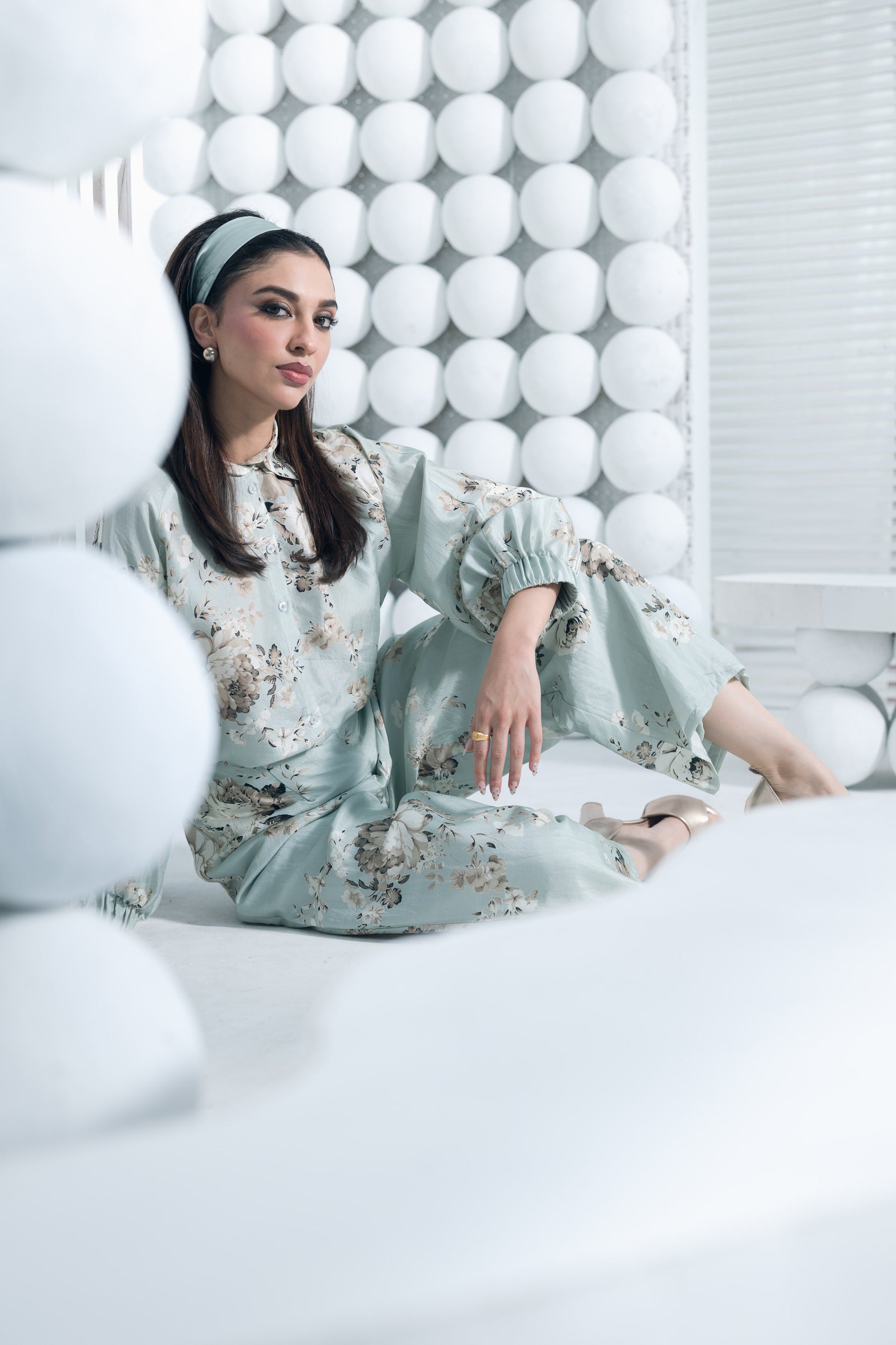 Tara Pearl Blue Shirt and Palazzo Set