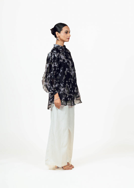 Tara Black Organza Top