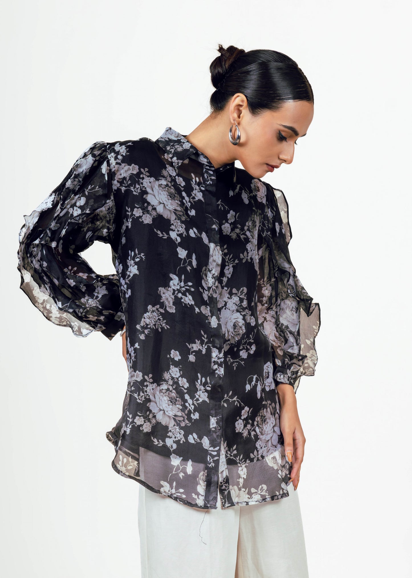 Tara Black Organza Top
