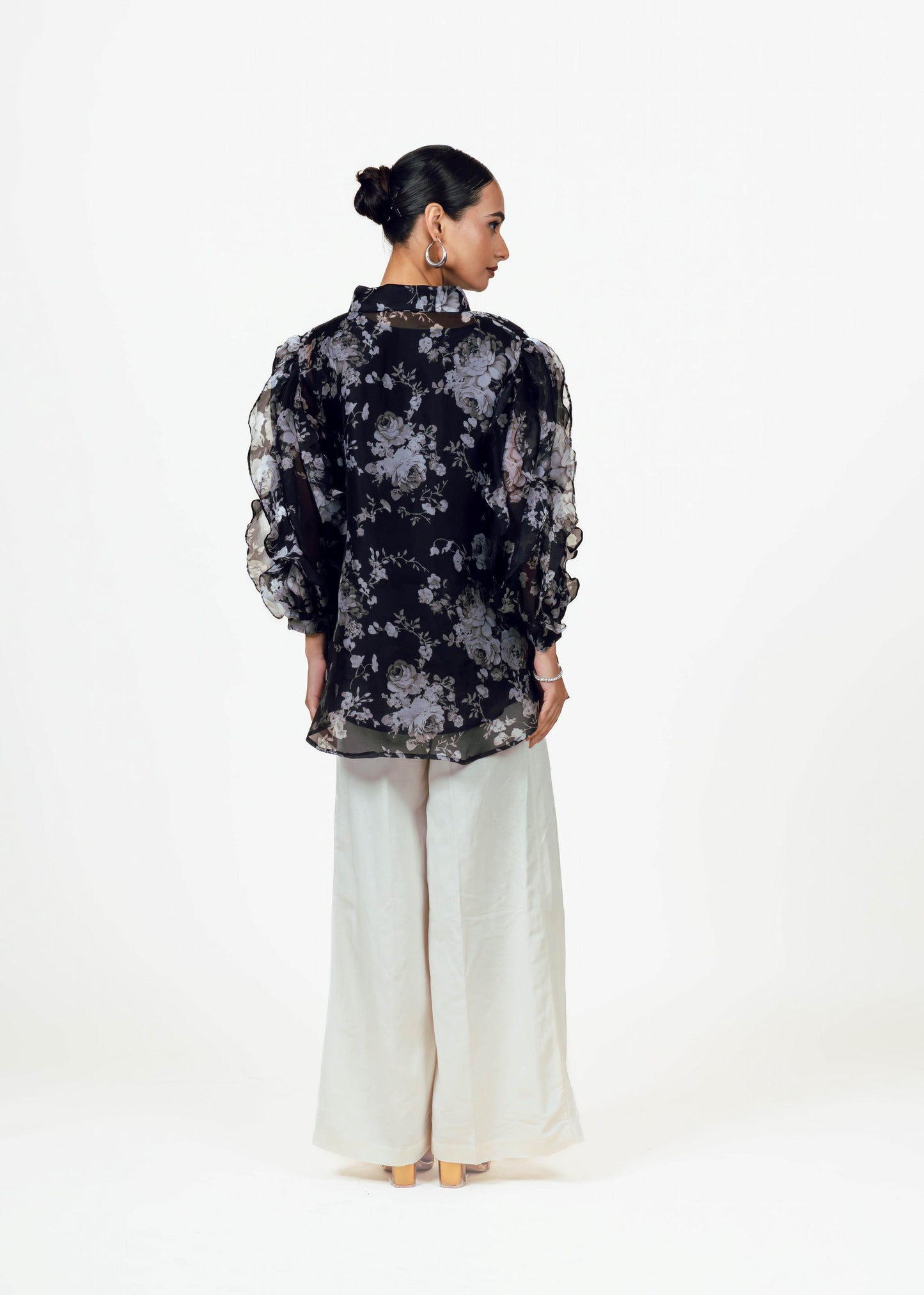 Tara Black Organza Top