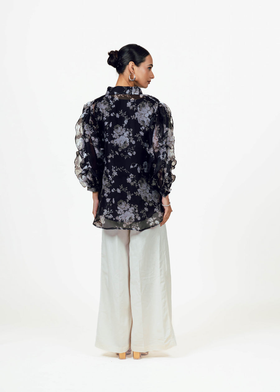 Tara Black Organza Top