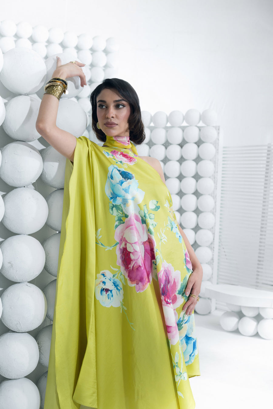 Shyla Canary Yellow One Shoulder Dress