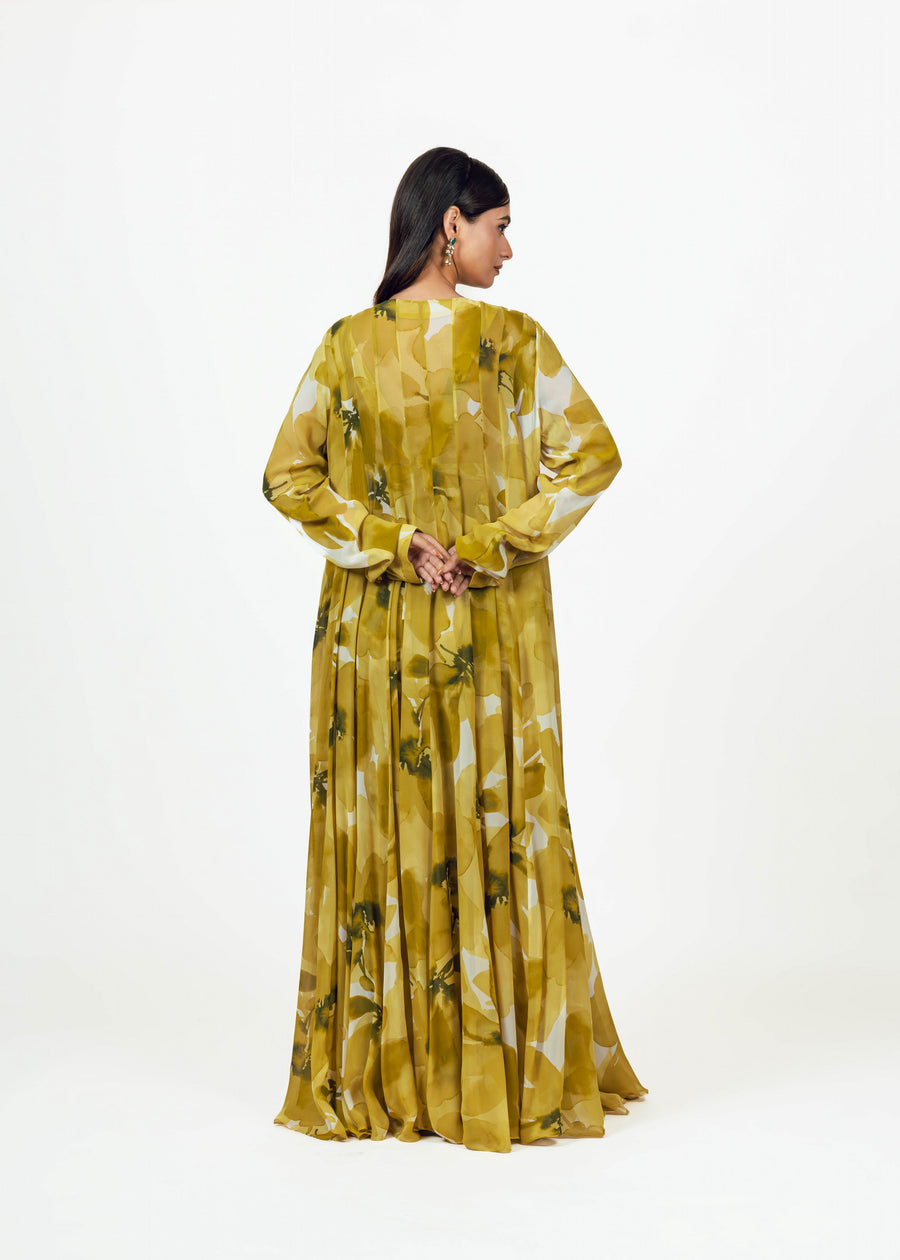 Lara Lime Drape Saree and Jacket Set
