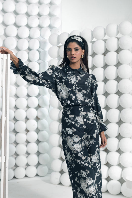 Tara Black Shirt and Palazzo Set