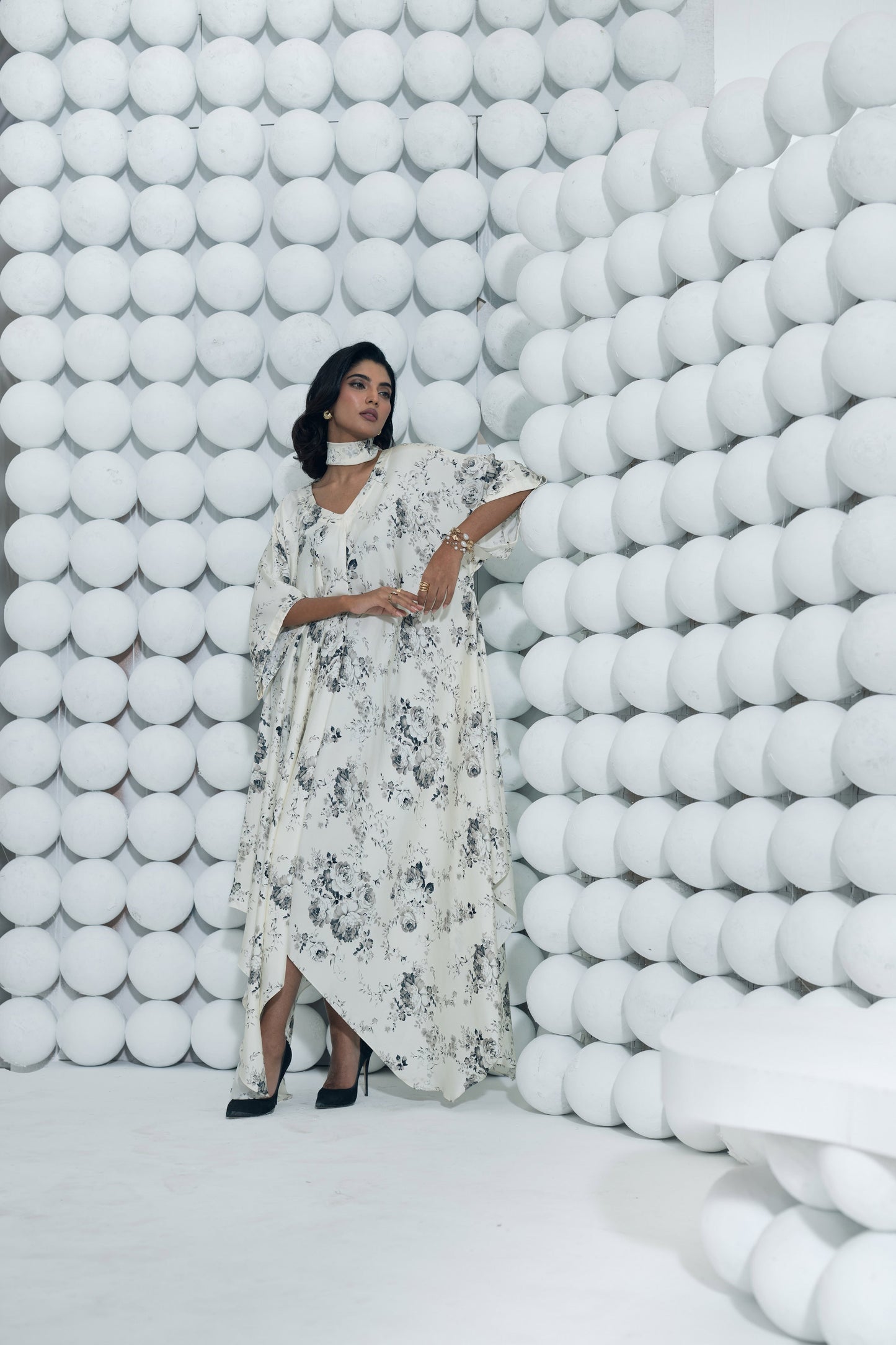Tara White Asymmetric Midi Dress