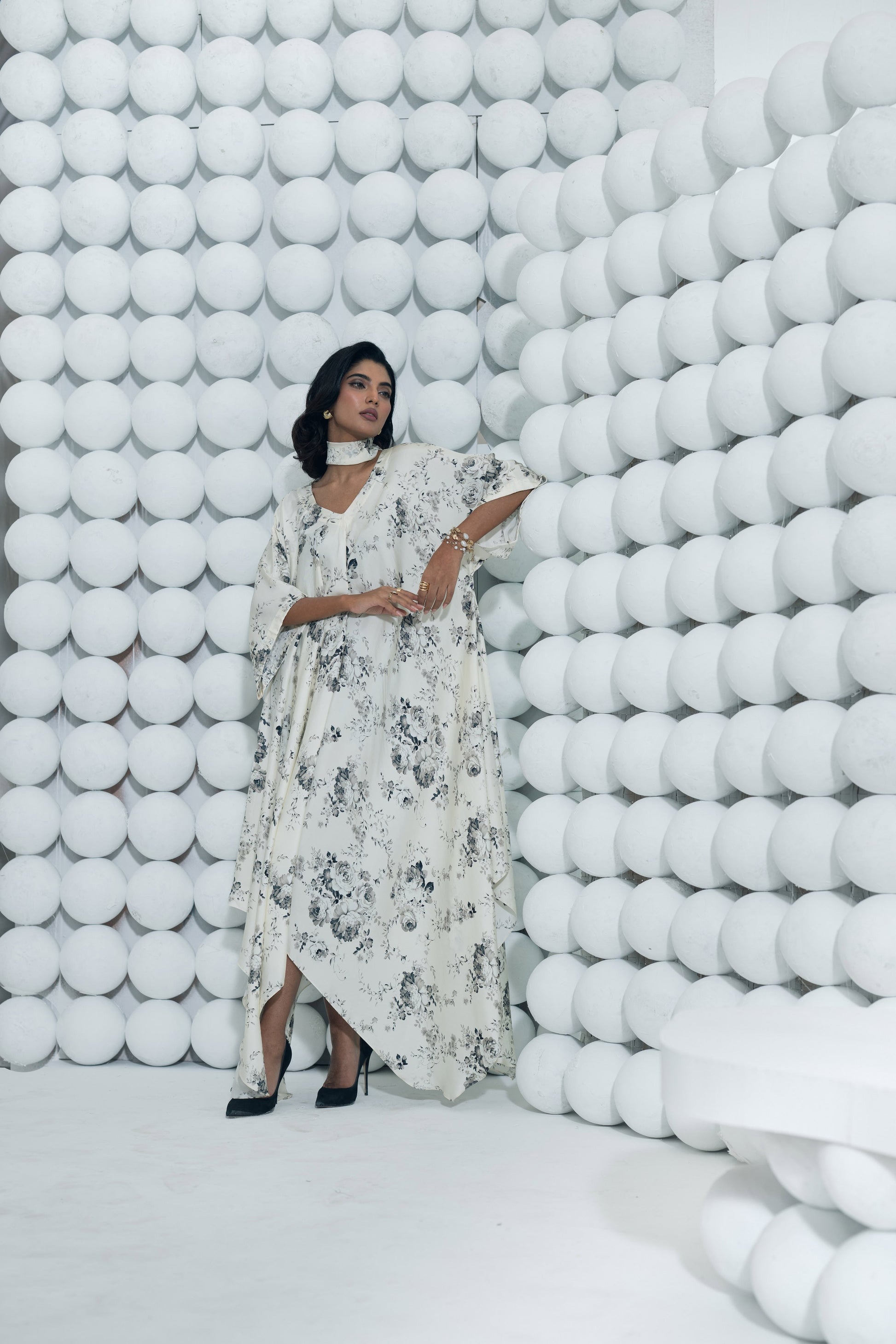 Tara White Asymmetric Midi Dress
