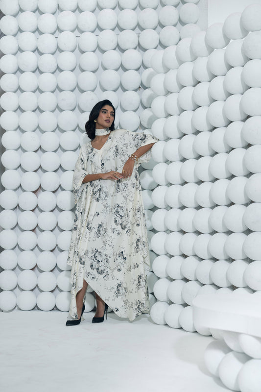 Tara White Asymmetric Midi Dress