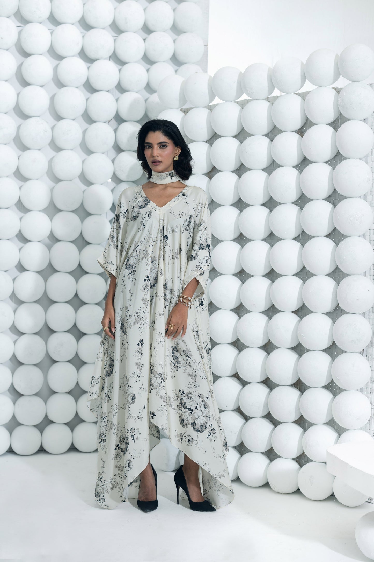 Tara White Asymmetric Midi Dress