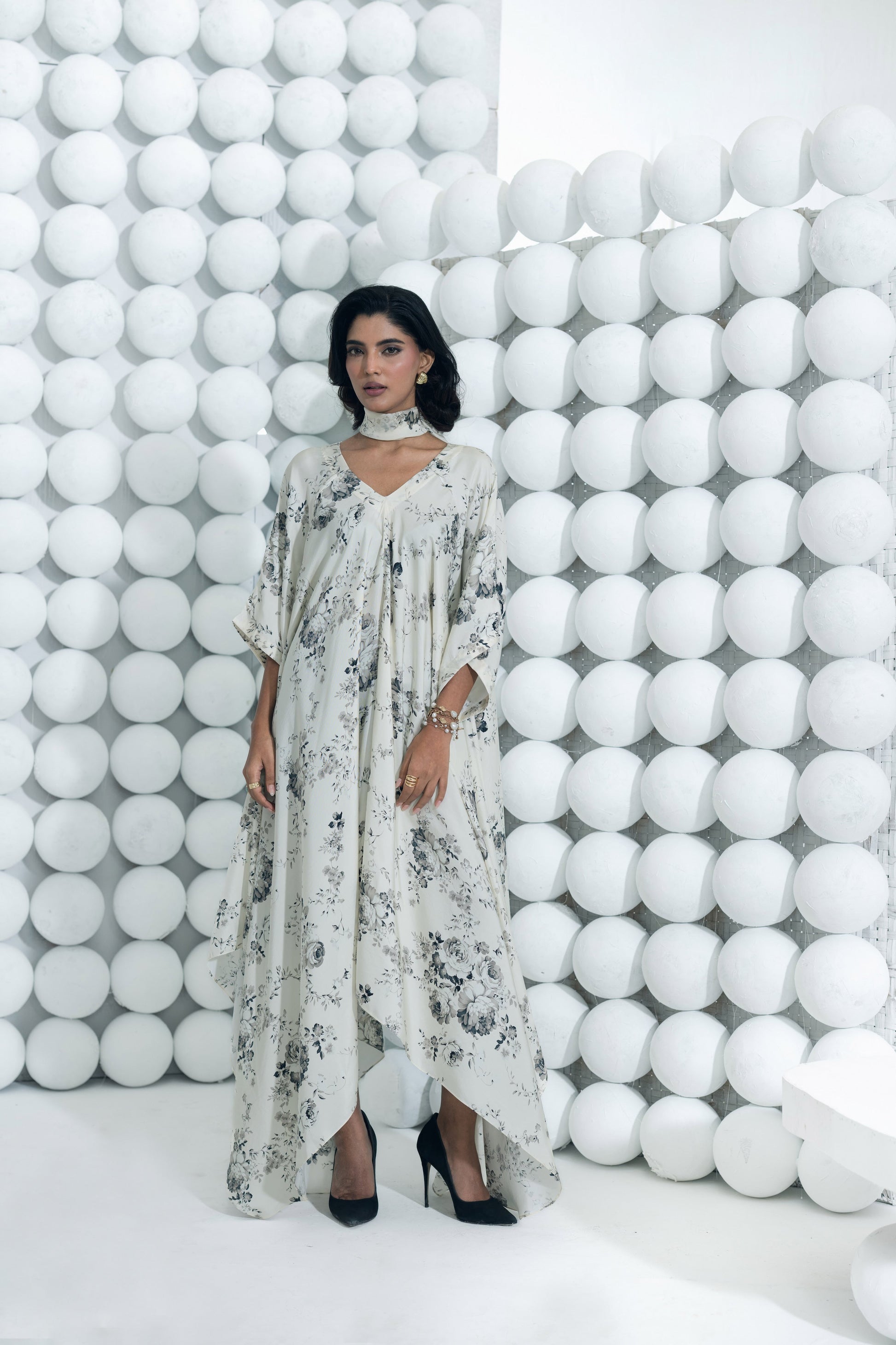 Tara White Asymmetric Midi Dress