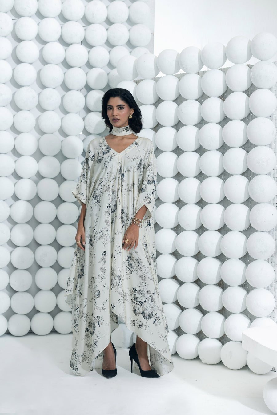 Tara White Asymmetric Midi Dress