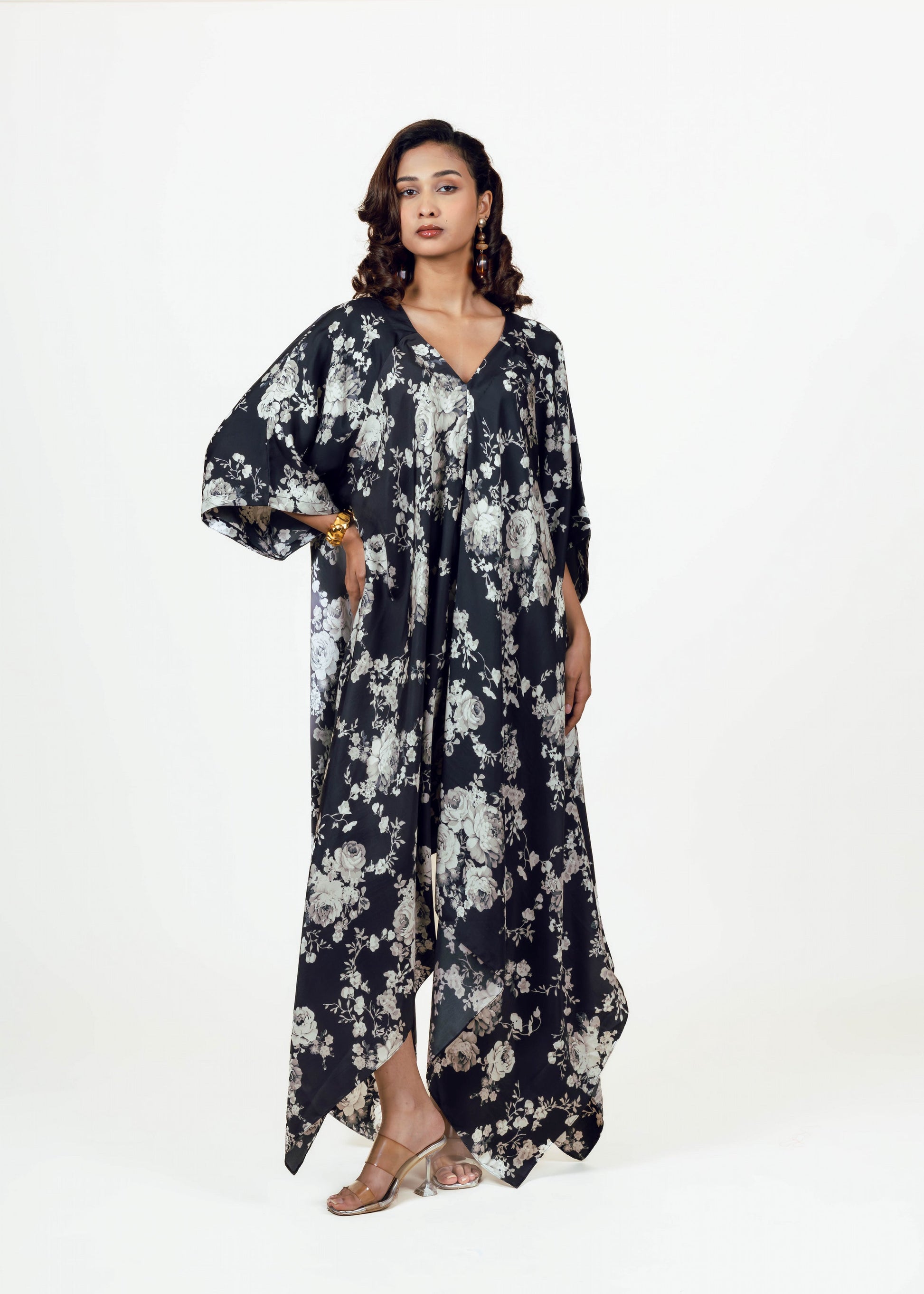 Tara Black Asymmetric Midi Dress