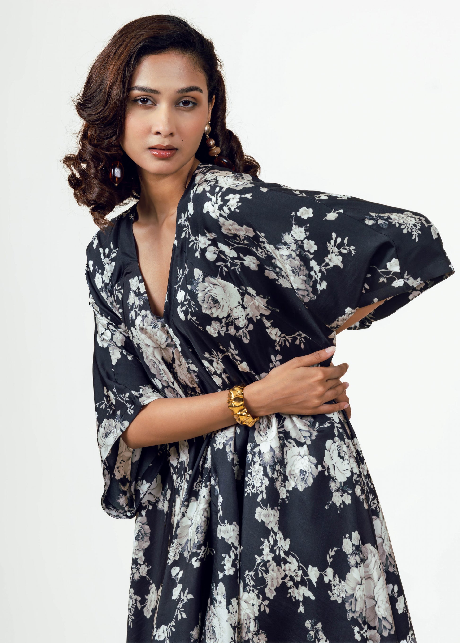 Tara Black Asymmetric Midi Dress