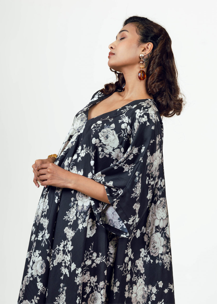 Tara Black Asymmetric Midi Dress